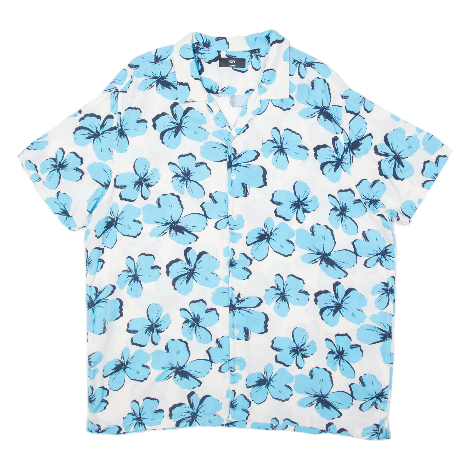 C AND A Slim Fit Mens Hawaiian Shirt White Floral XL Refurbished - N/A refurbished available on Cerqular