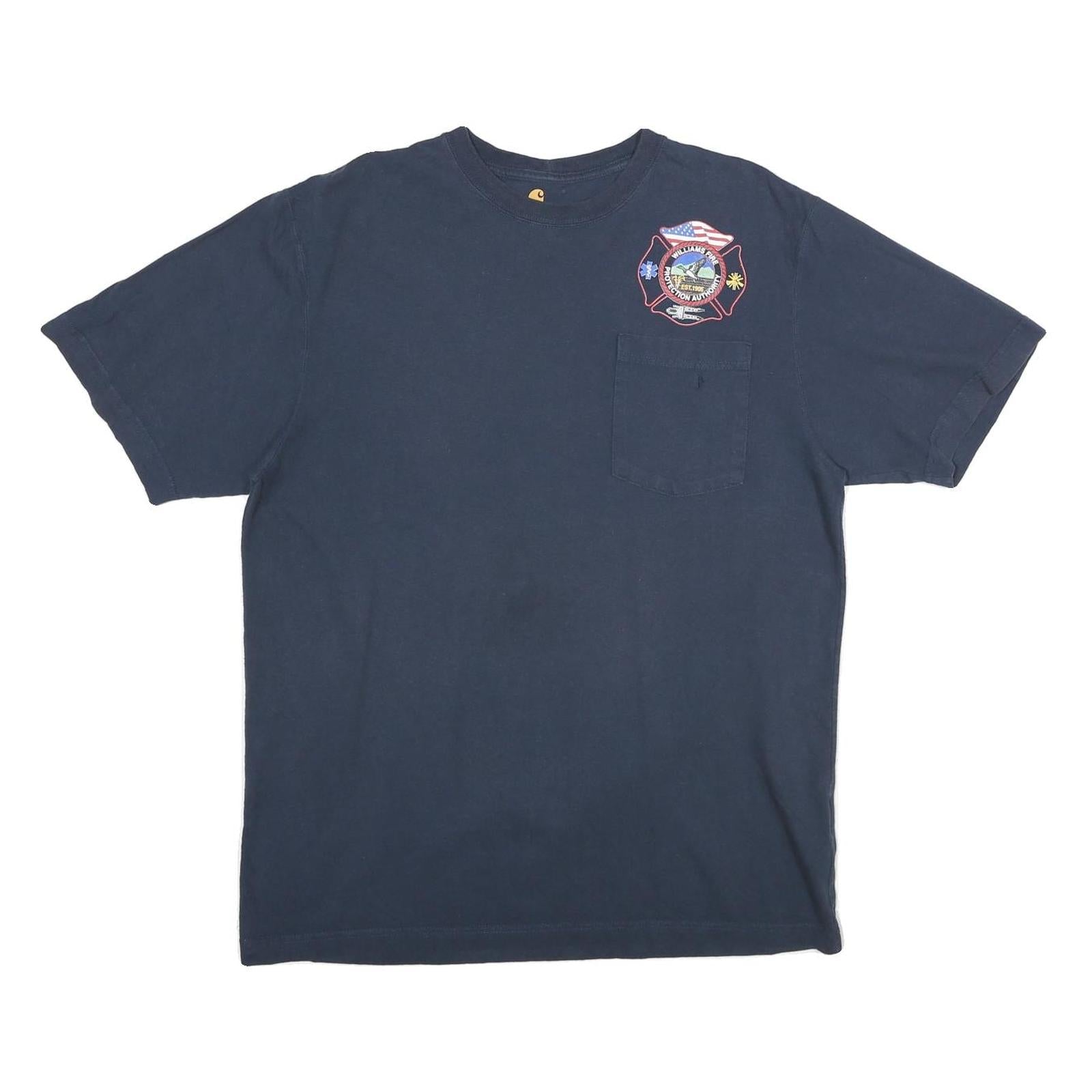 CARHARTT Mens Navy Blue Williams Fire Graphic T-Shirt M Short Sleeve Crew Neck Refurbished - N/A refurbished available on Cerqular