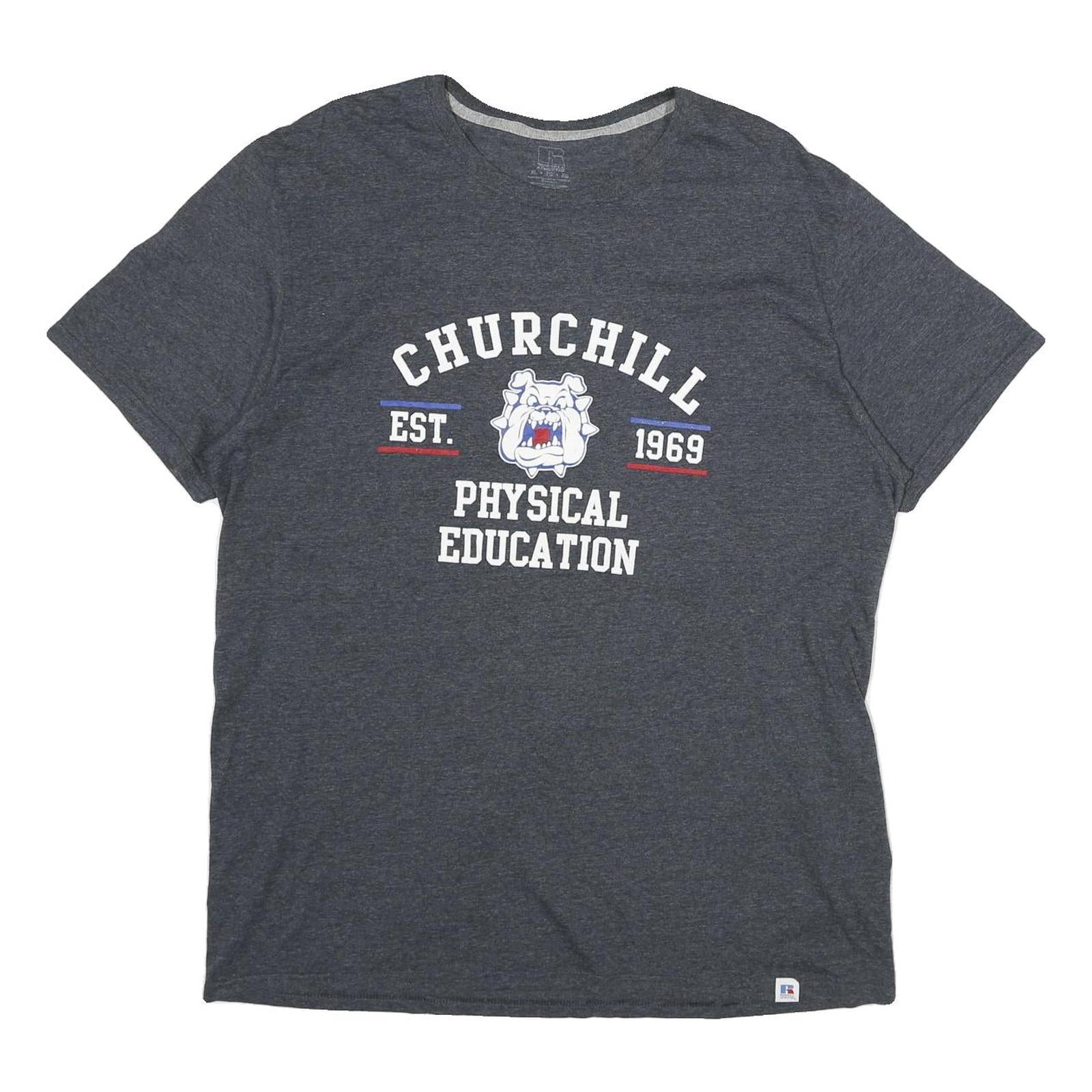 RUSSELL ATHLETIC Mens Grey Churchill Physical Education Graphic T-Shirt XL Short Refurbished - N/A refurbished available on Cerqular