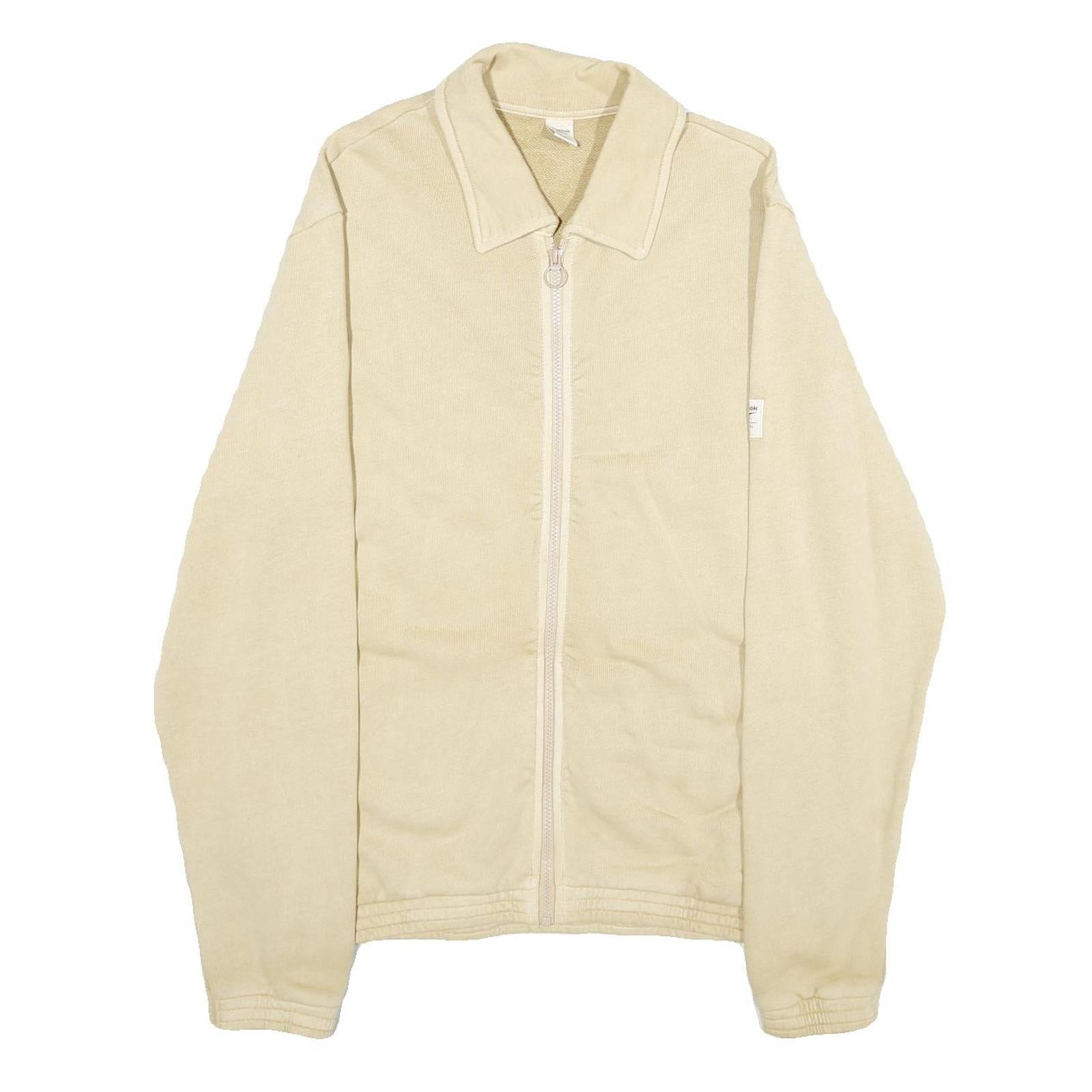 REEBOK Mens Beige Cotton Jacket S Plain Zip Casual Lightweight Sportswear Refurbished - N/A refurbished available on Cerqular