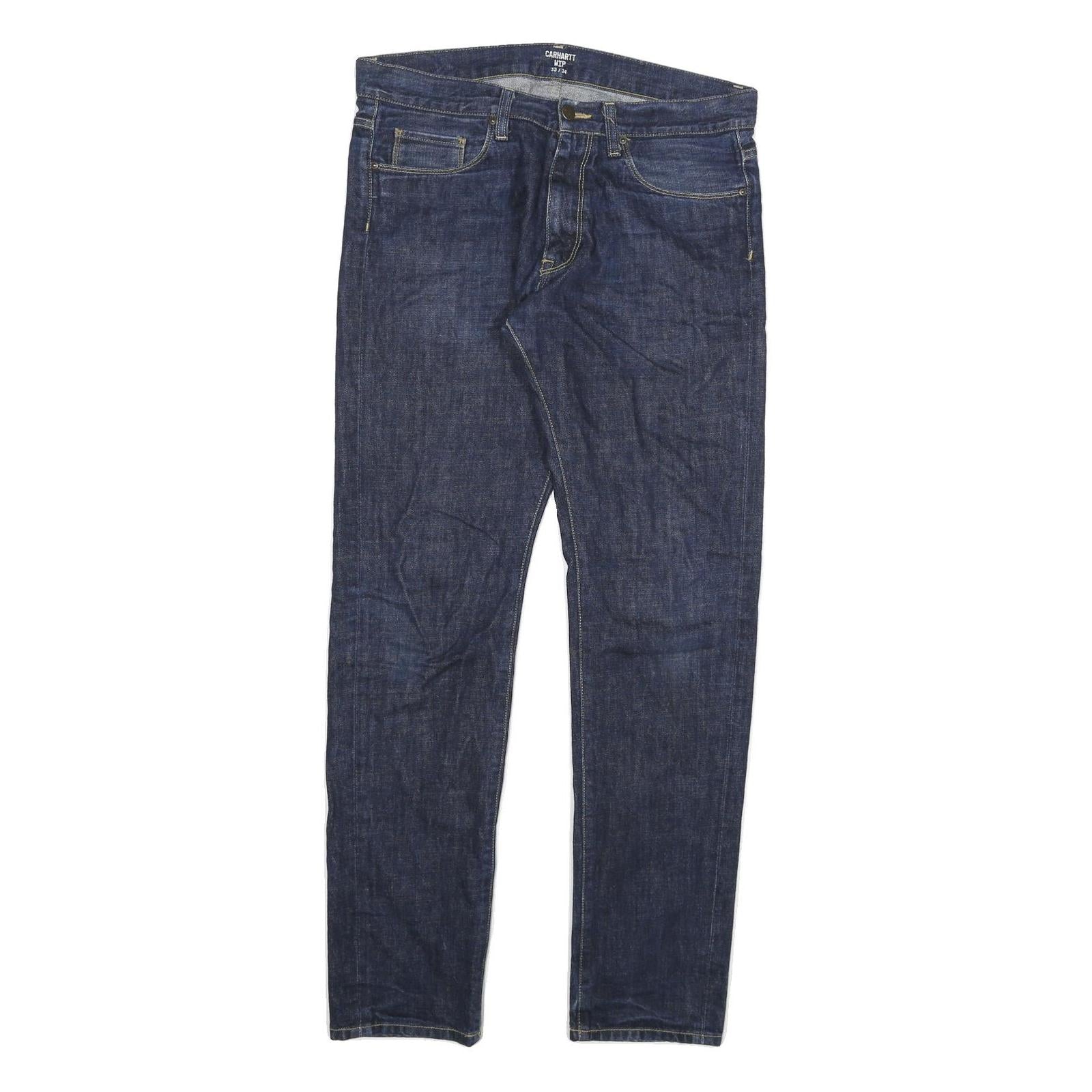 CARHARTT Mens Slim Blue Denim Raw Slim Fit Jeans W33 L34 Classic Zip Closure Refurbished - N/A refurbished available on Cerqular