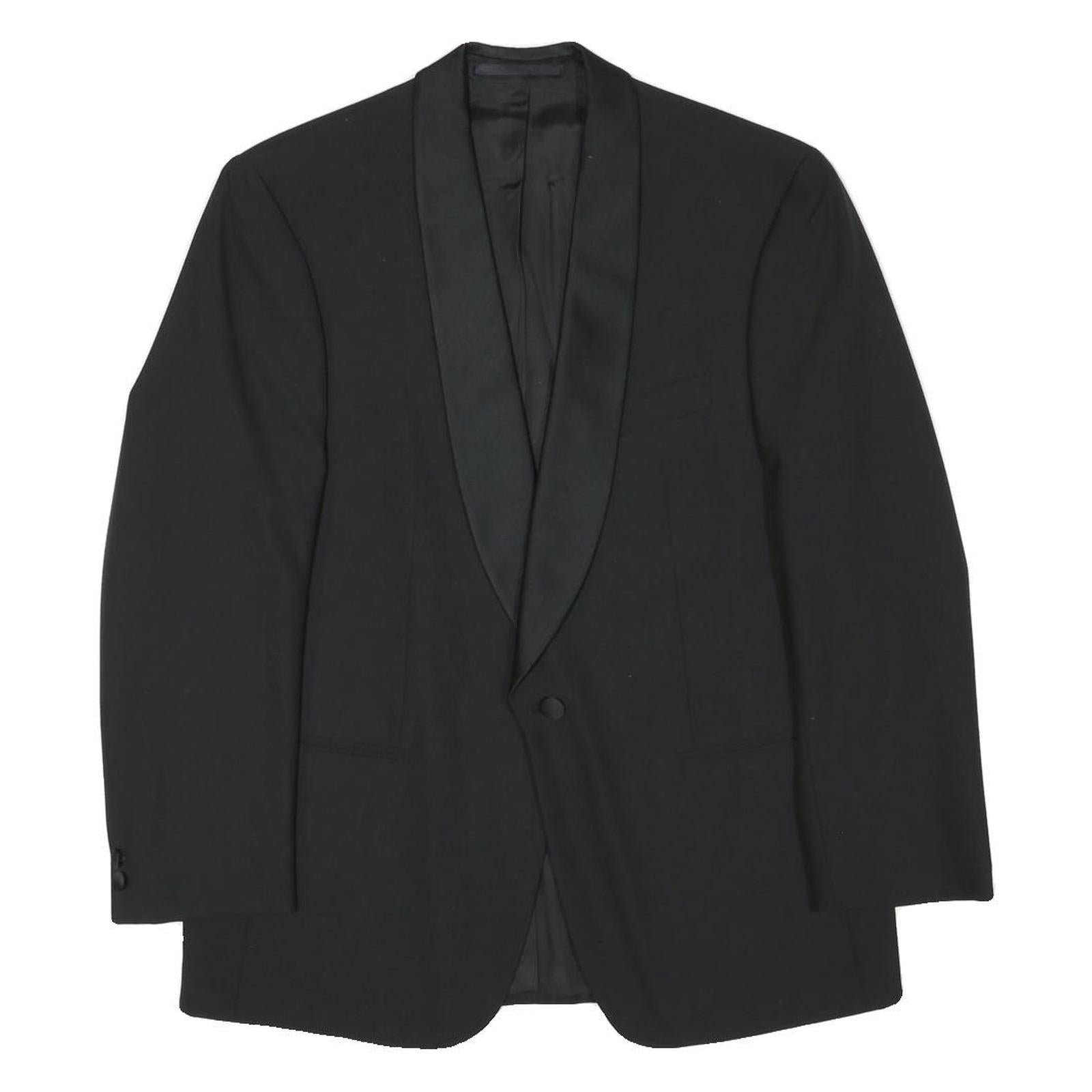 BAUMLER Mens Black Wool Blend Tailored Jacket S Satin Lapel Button Closure Refurbished - N/A refurbished available on Cerqular