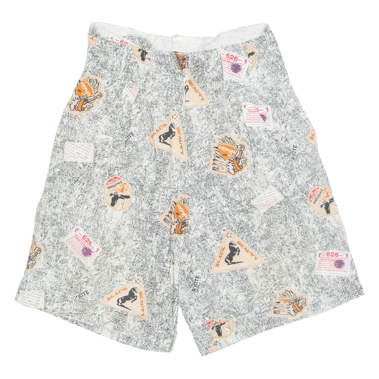 Womens Chino Shorts Black 90s Crazy Pattern M W28 Refurbished - N/A refurbished available on Cerqular