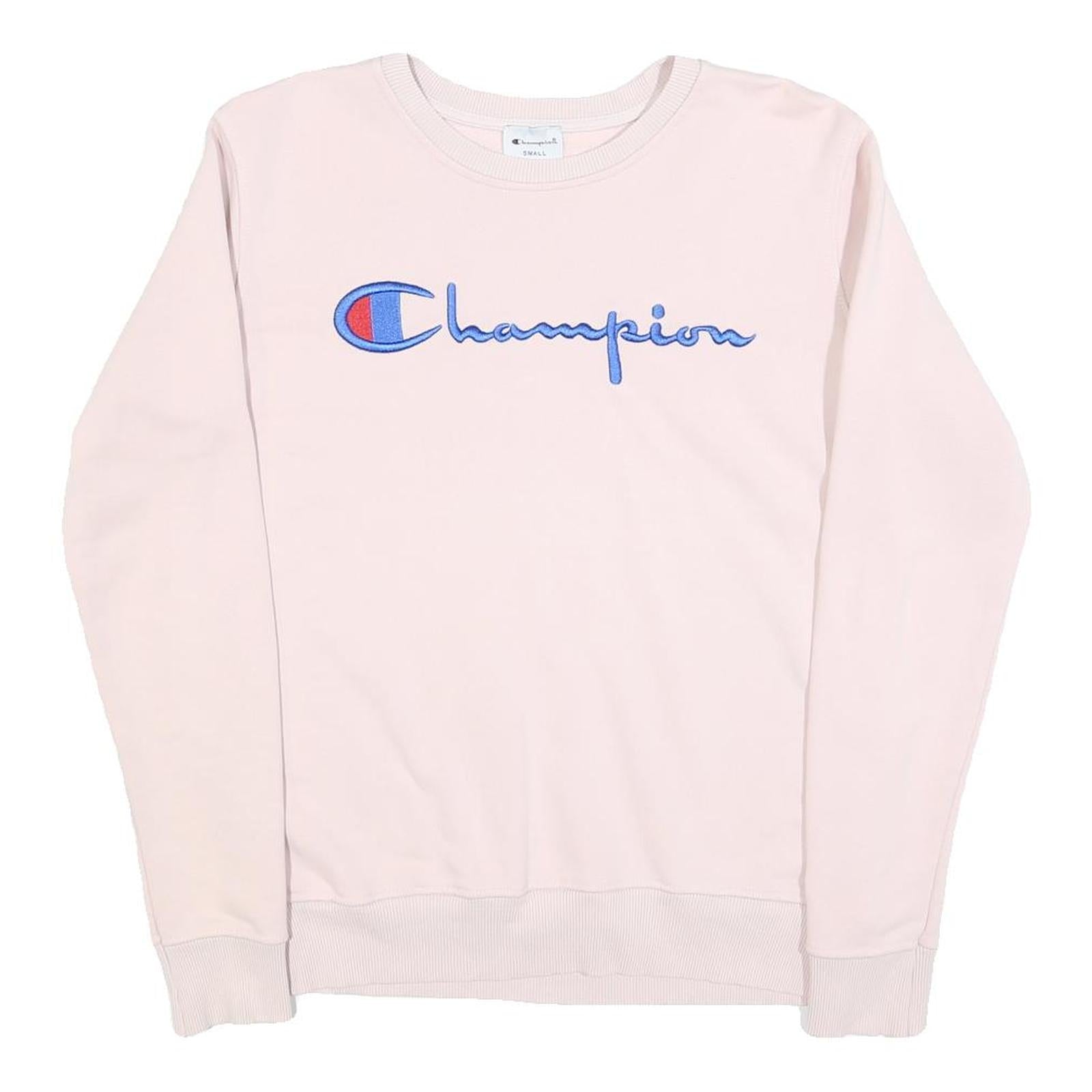 CHAMPION Womens Pink Crew Neck S Logo Embroidered Cotton Sweatshirt Refurbished - N/A refurbished available on Cerqular