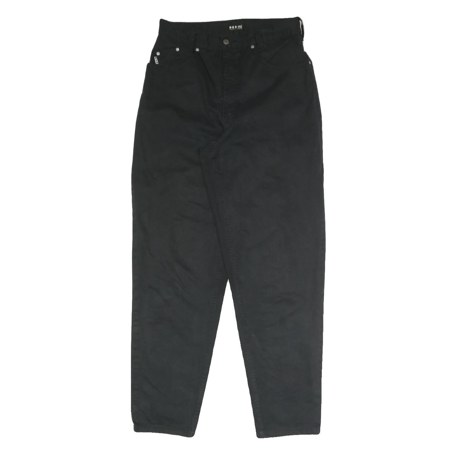 H.I.S Mens Cotton Blend Black Regular Fit Zip Trousers W30 L31 Classic Casual Refurbished - N/A refurbished available on Cerqular