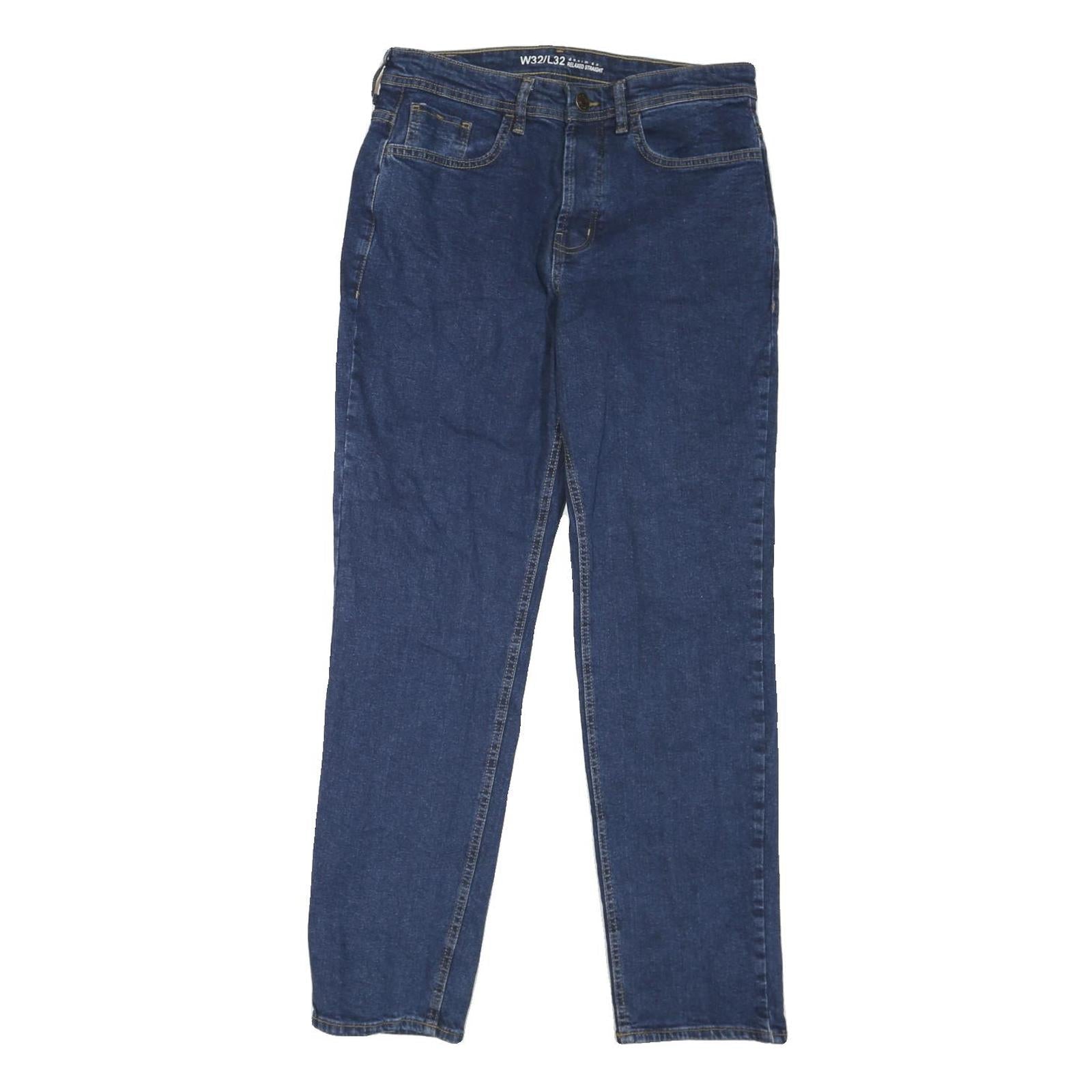 Mens Blue Relaxed Straight Denim Jeans W32 L31 Zip Closure Casual Wear Refurbished - N/A refurbished available on Cerqular