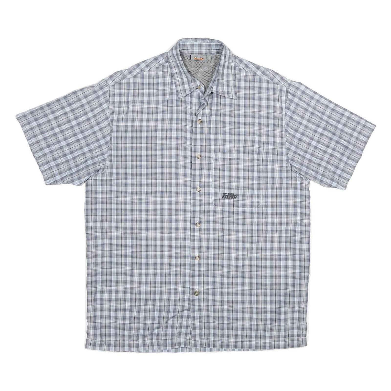 Mens Grey Check Shirt S Casual Lightweight Polyester Blend Summer Shirt Refurbished - N/A refurbished available on Cerqular