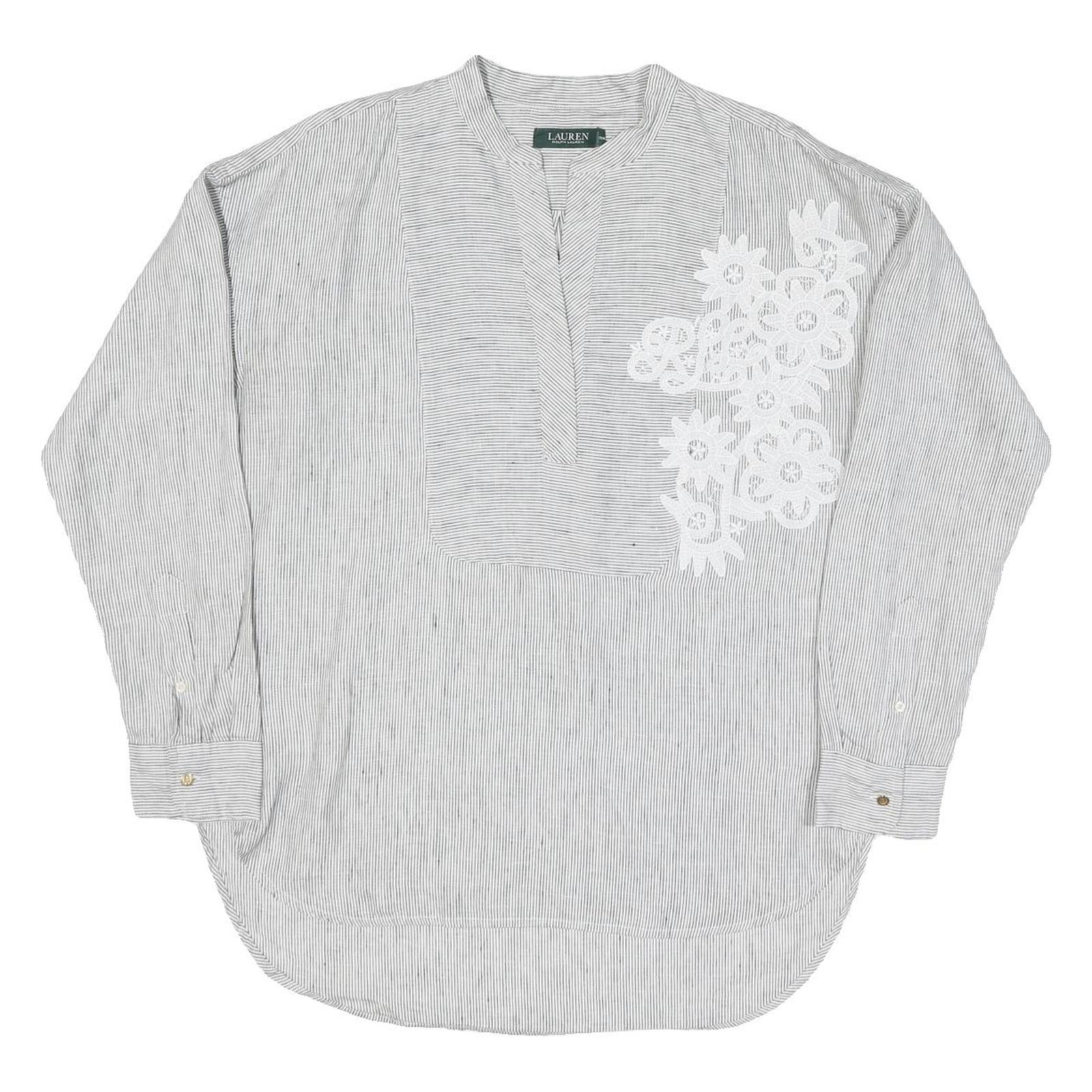 LAUREN RALPH LAUREN Womens Grey & White Floral Printed Long Sleeve Round Neck Refurbished - N/A refurbished available on Cerqular