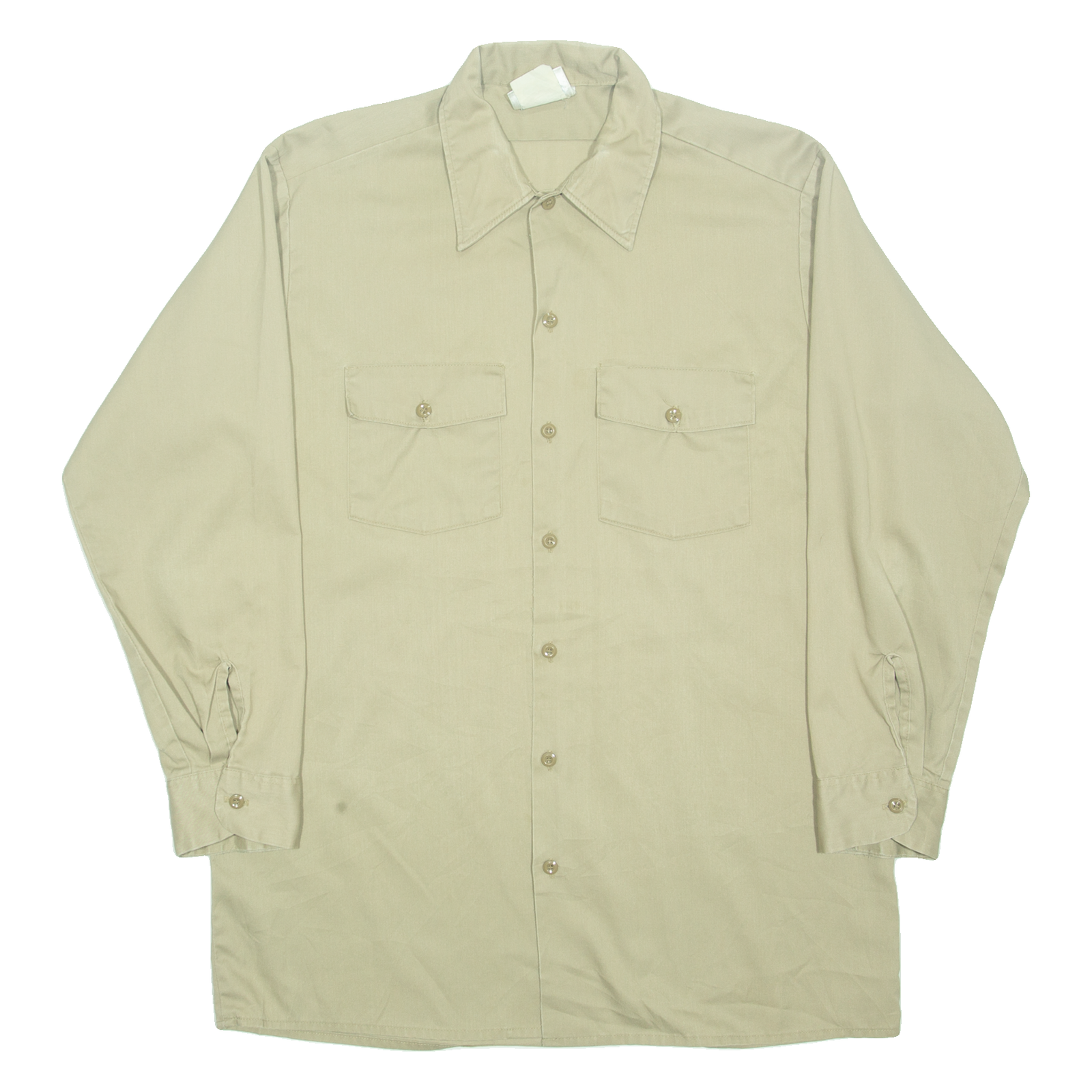 DICKIES Mens Plain Shirt Beige Long Sleeve L Refurbished - N/A refurbished available on Cerqular