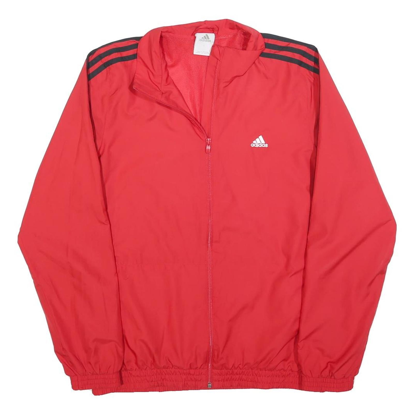 ADIDAS Mens Red & Black Track Jacket L Polyester Blend Plain Zip Athletic Refurbished - N/A refurbished available on Cerqular
