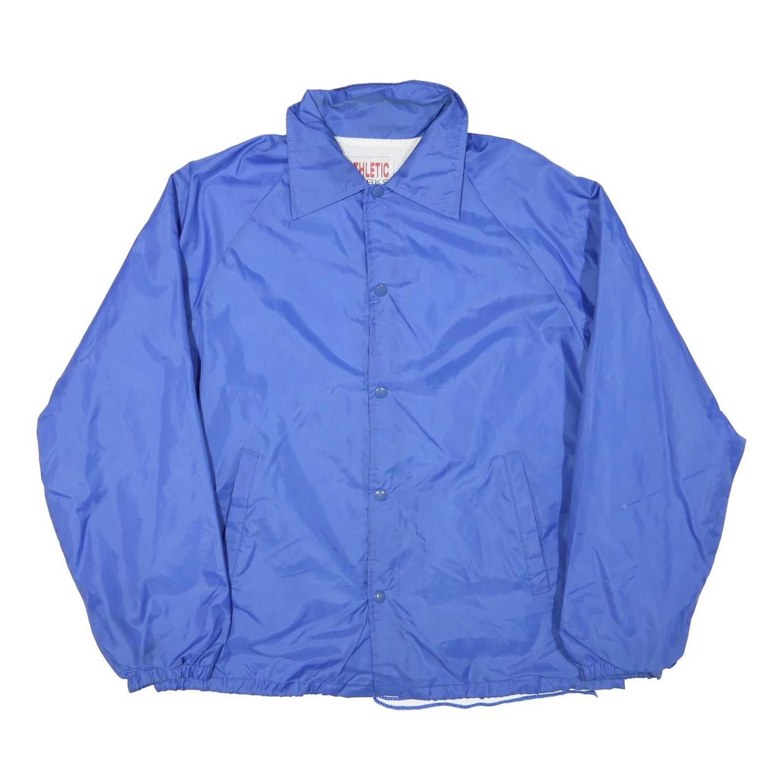 ATHLETIC WORKS Mens Blue Nylon Button Jacket L Casual Lightweight Shell Refurbished - N/A refurbished available on Cerqular