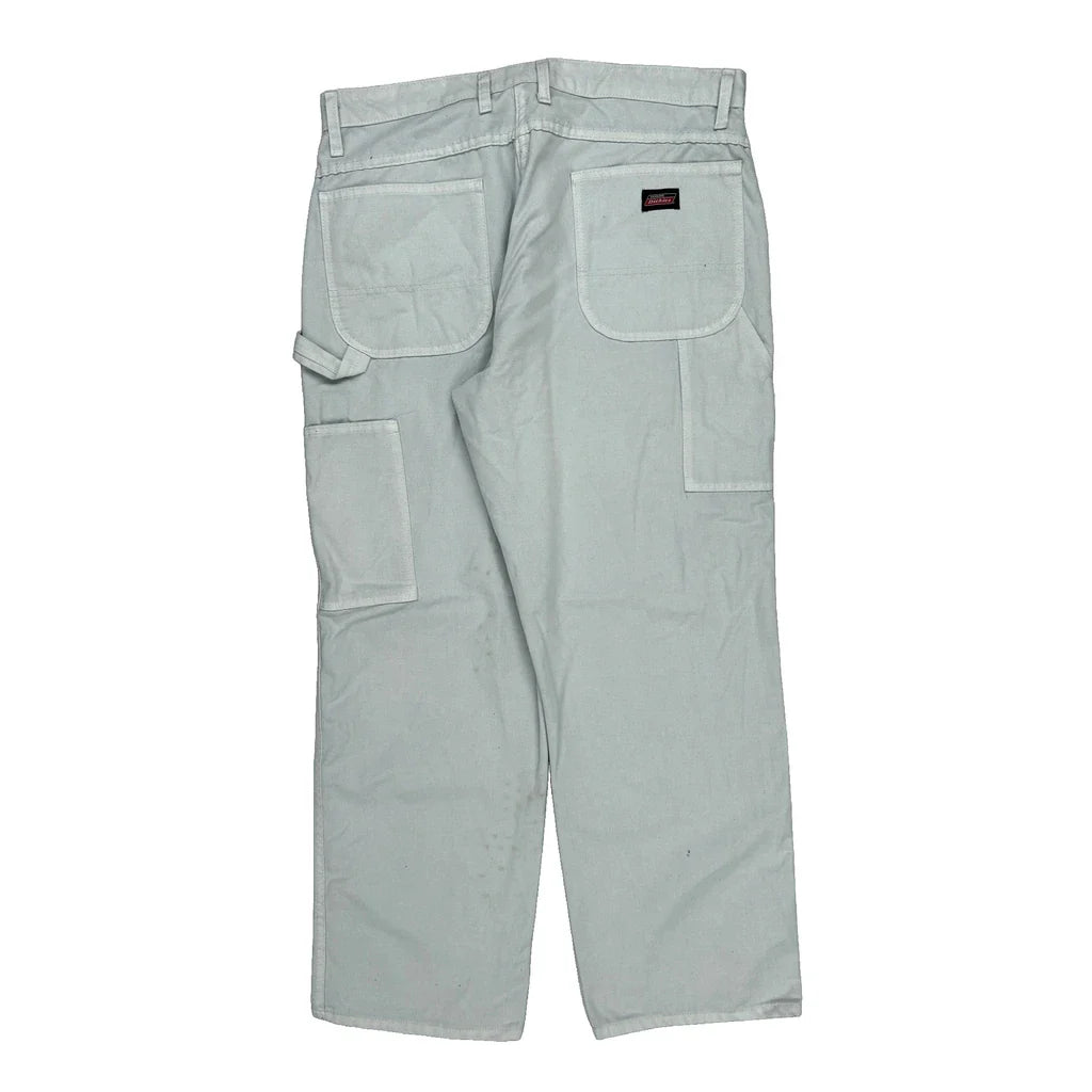 Dickies Cargo Carpenter Trousers - 38W 30L White Polyester Blend Refurbished - Thrifted (note: this is a term often used to describe second- refurbished available on Cerqular