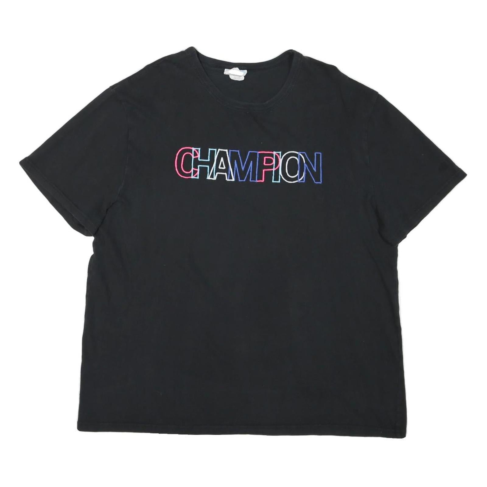 CHAMPION Mens Black Graphic T-Shirt XL Short Sleeve Crew Neck Cotton Blend Refurbished - N/A refurbished available on Cerqular
