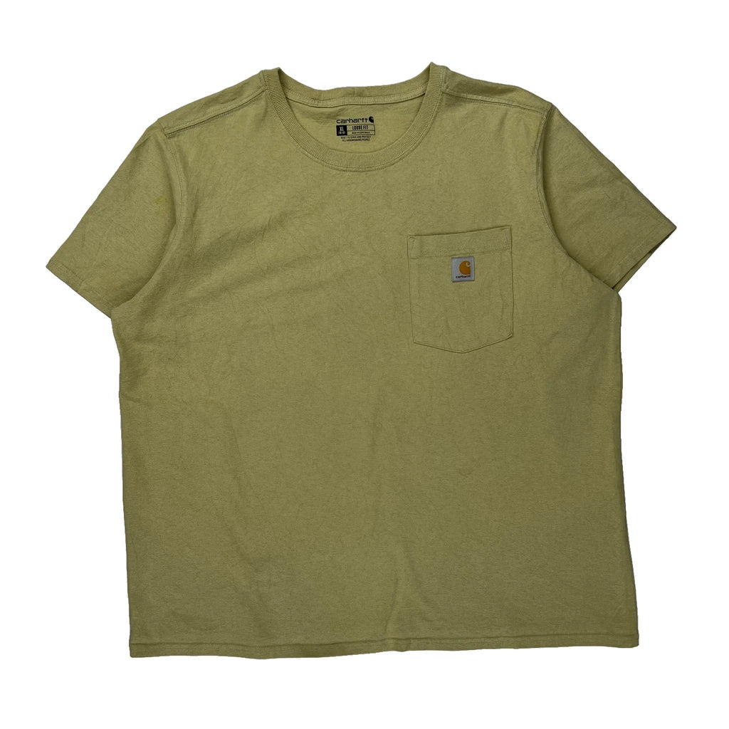 Carhartt T-Shirt - XL Beige Cotton Refurbished - Thrifted (note: this is a term often used to describe second- refurbished available on Cerqular