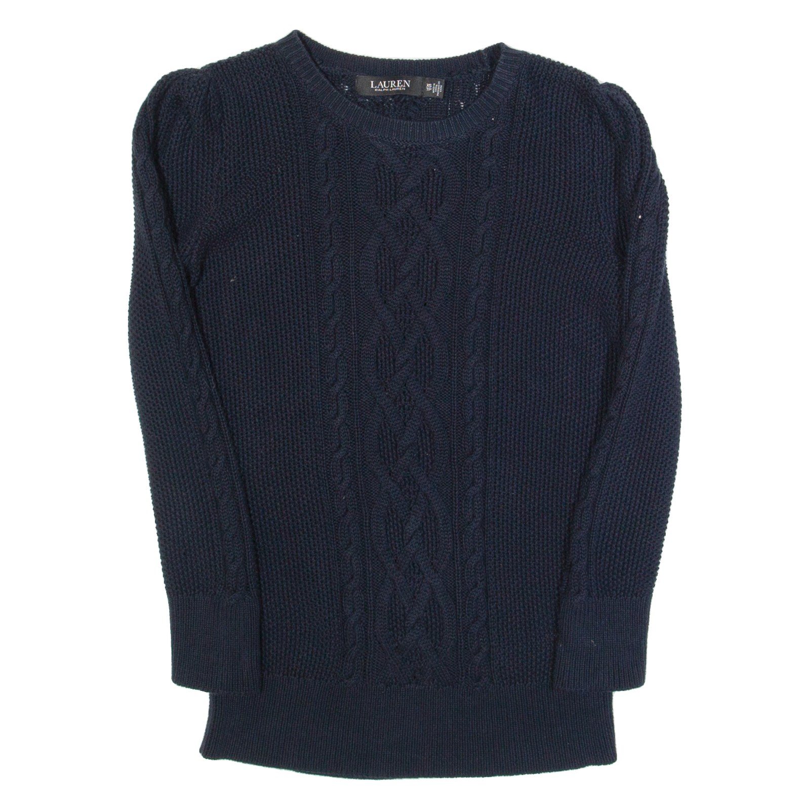 LAUREN RALPH LAUREN Womens Patterned Jumper Blue Cable Knit XS Refurbished - N/A refurbished available on Cerqular
