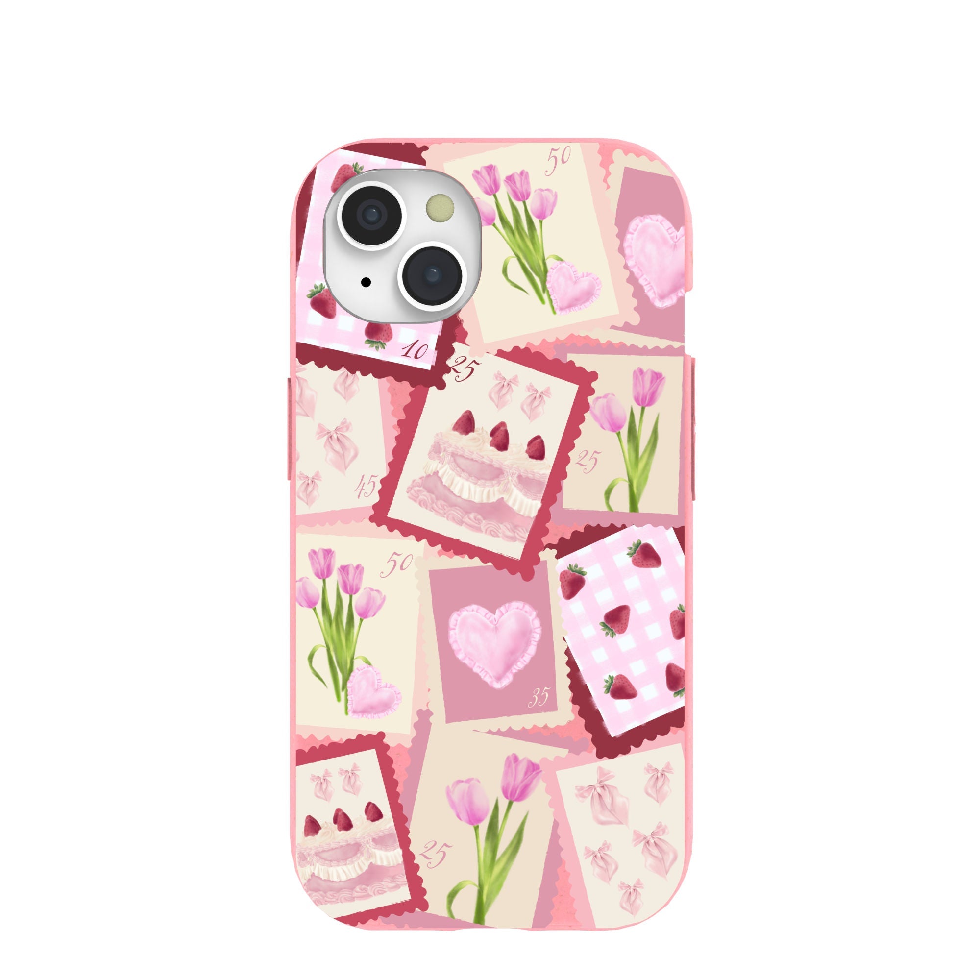 Bubblegum Pink Love Letters iPhone 15 Case Refurbished - Pela Case refurbished available on Cerqular