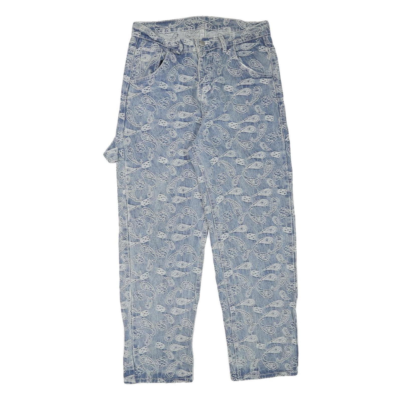 Womens Blue Denim Paisley Pattern Relaxed Straight Cotton Blend Light W30 L27 Refurbished - N/A refurbished available on Cerqular