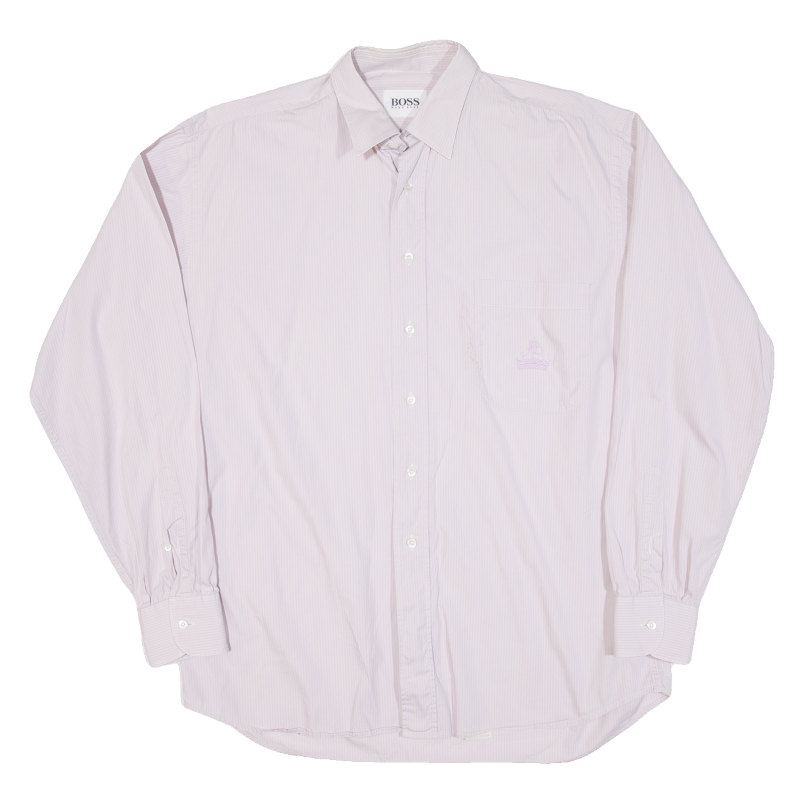 BOSS Mens Shirt Pink Striped Long Sleeve L Refurbished - N/A refurbished available on Cerqular