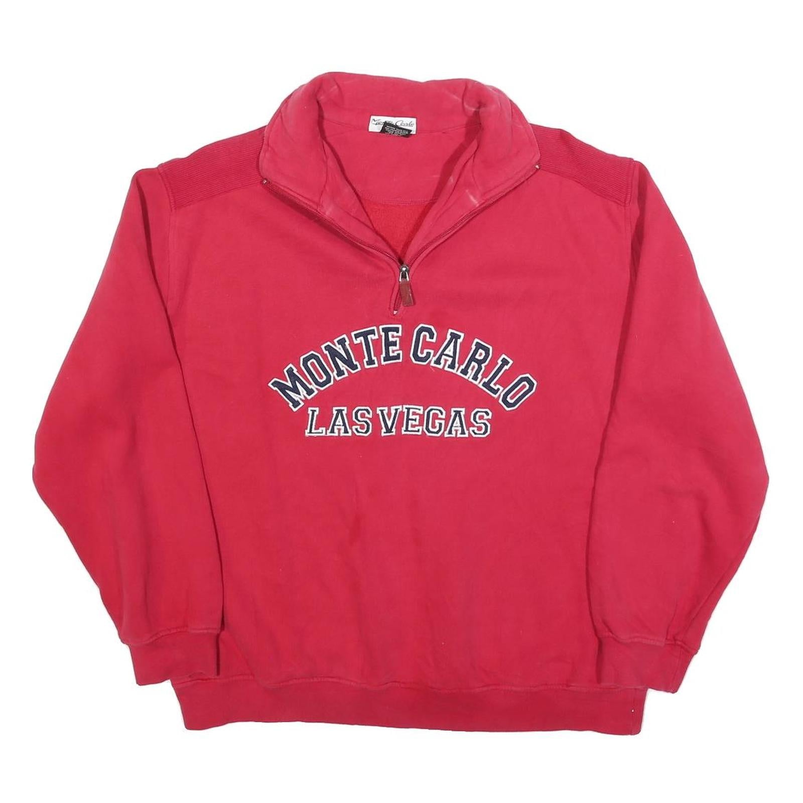 MONTE CARLO Mens Red 1/4 Zip Sweatshirt S Cotton Blend Casual Pullover Refurbished - N/A refurbished available on Cerqular
