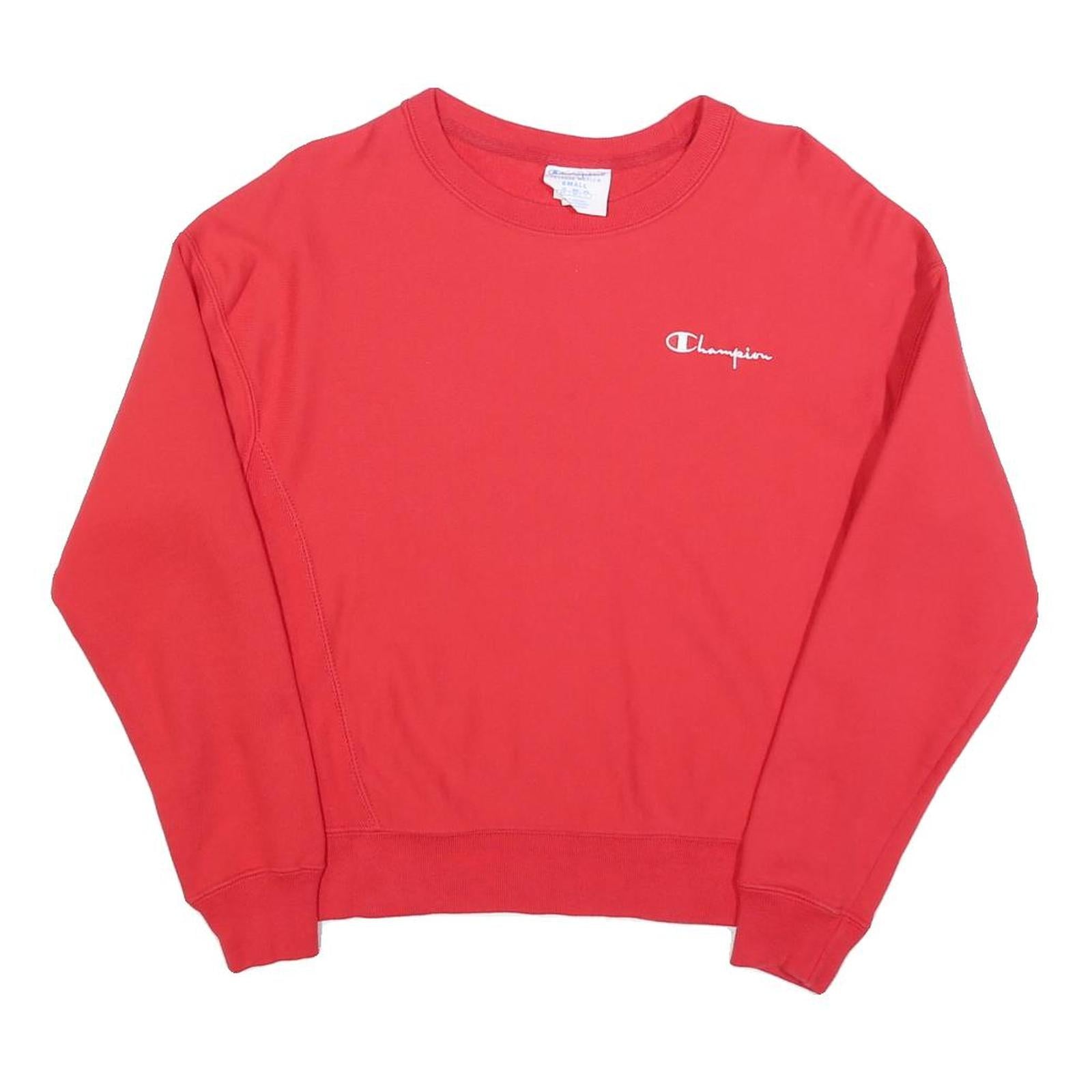 CHAMPION Womens Red Crew Neck S Cotton Blend Logo Embroidered Sweatshirt Refurbished - N/A refurbished available on Cerqular