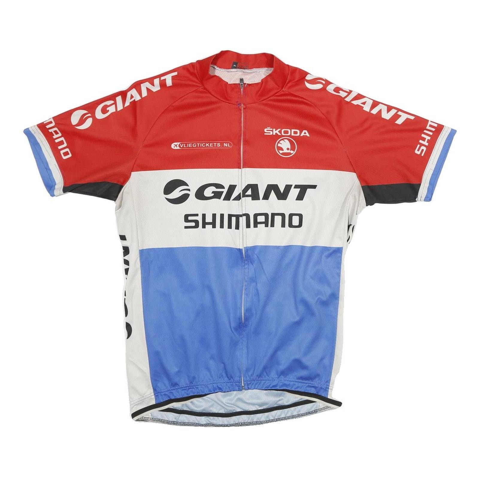 SKODA Mens Red & White & Blue Cycling Jersey L Short Sleeve Zip Up Sportswear Refurbished - N/A refurbished available on Cerqular