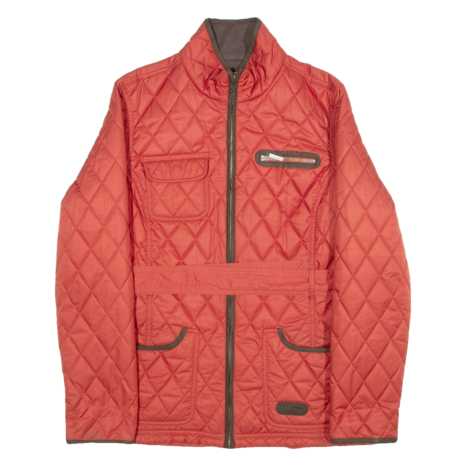 MUSTO Belted Womens Quilted Jacket Orange UK 12 Refurbished - N/A refurbished available on Cerqular