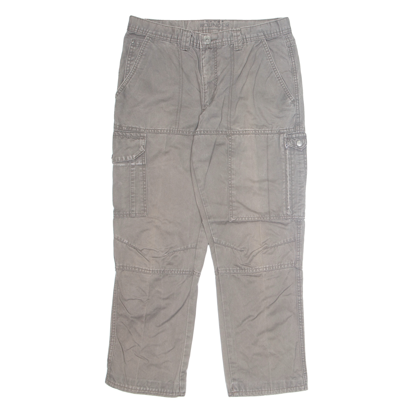 ROUNDER Cargo 3/4 Mens Trousers Grey Regular Straight 90s W32 L28 Refurbished - N/A refurbished available on Cerqular