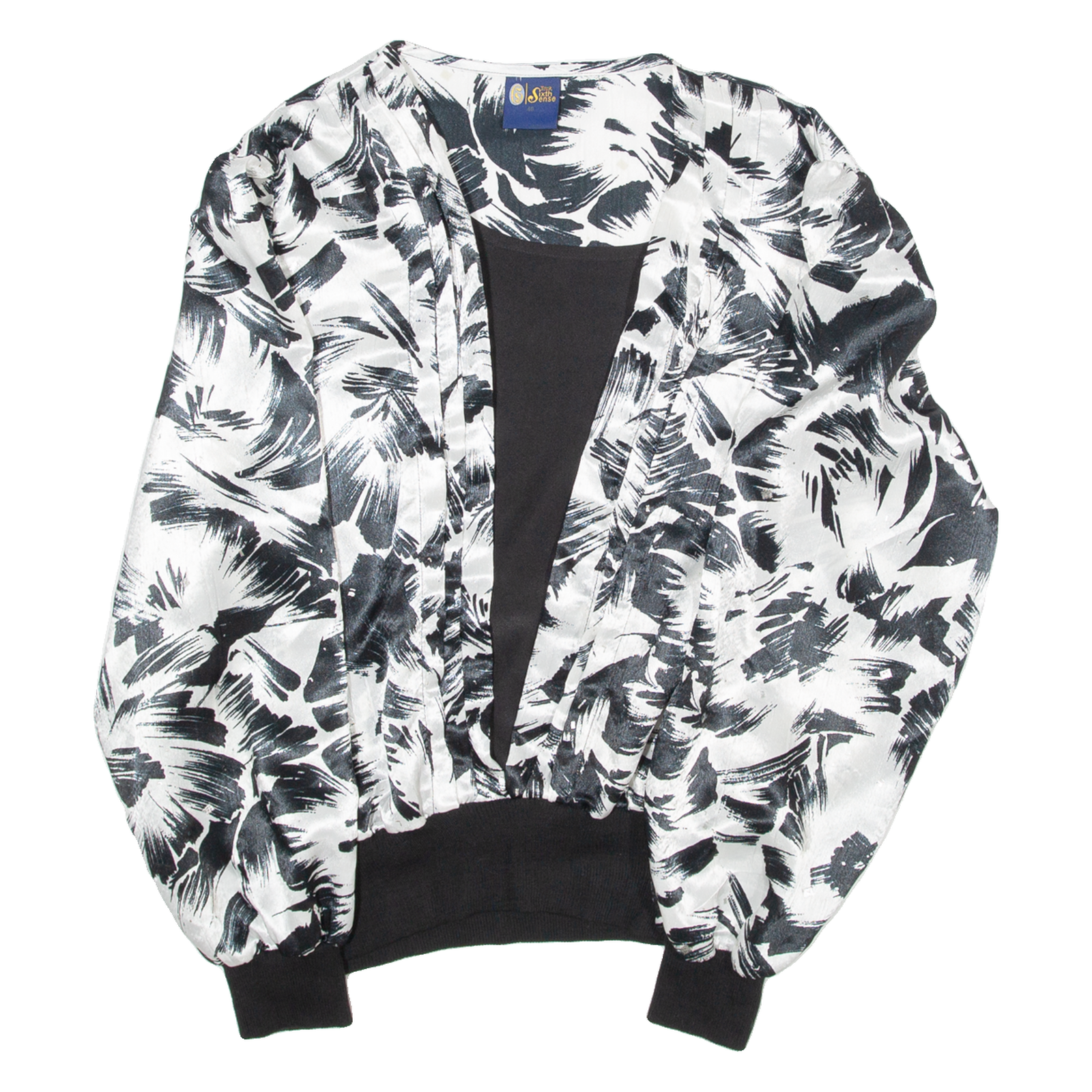 YOUR SIXTH SENSE Womens Printed Blouse Black Long Sleeve Crazy Pattern L Refurbished - N/A refurbished available on Cerqular