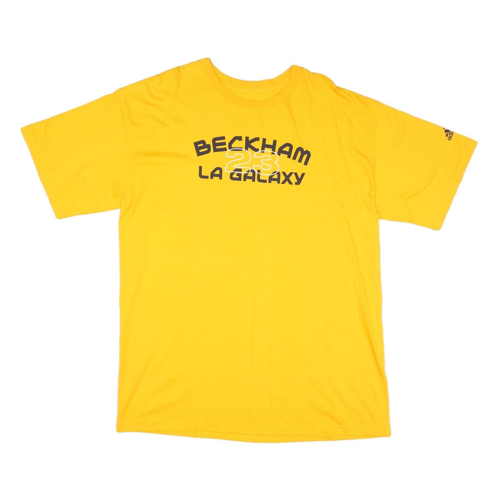 ADIDAS Mens Yellow Beckham 23 La Galaxy Graphic T-Shirt XL Short Sleeve Crew Refurbished - N/A refurbished available on Cerqular