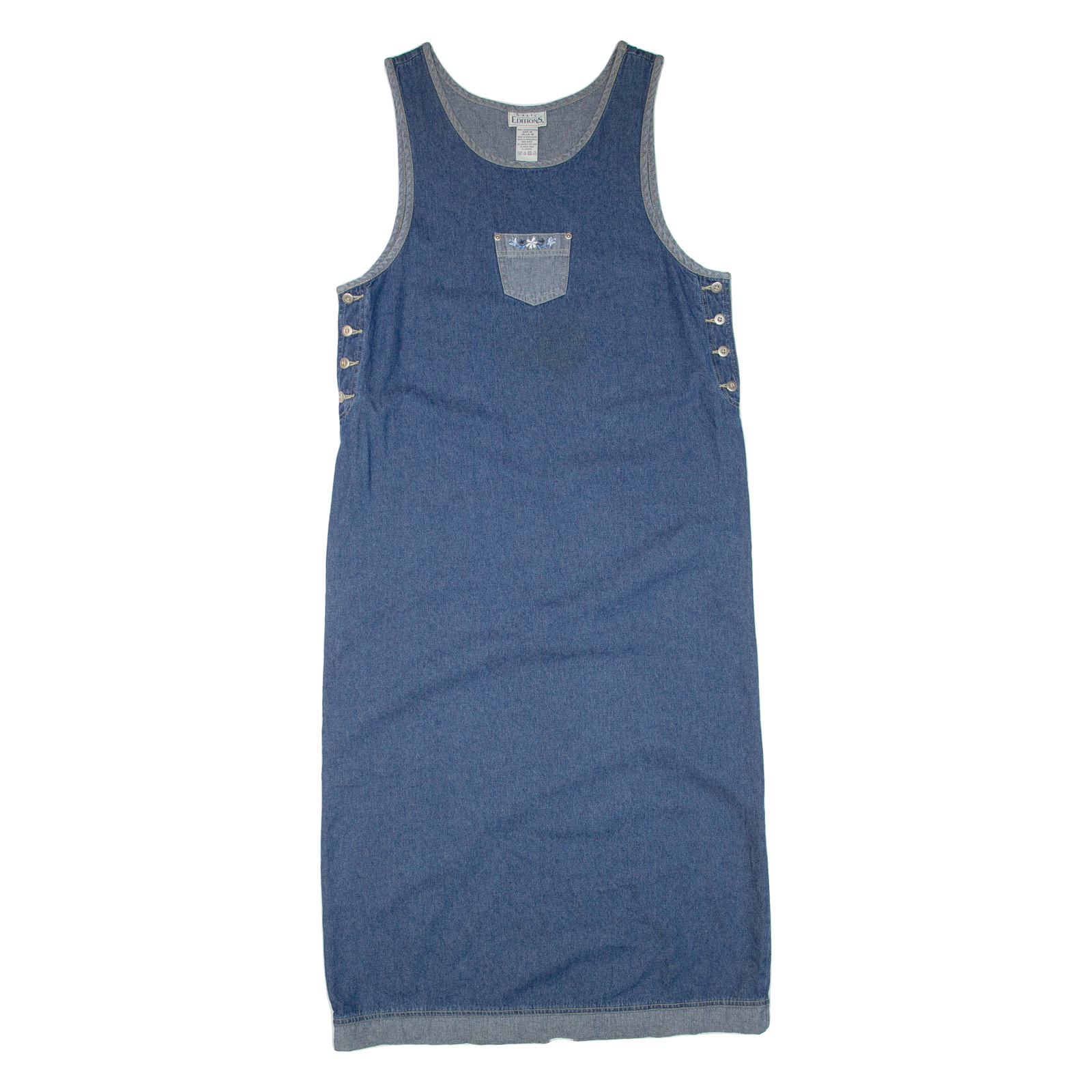 BASIC EDITIONS Womens Shift Dress Blue Denim Floral Sleeveless Long M Refurbished - N/A refurbished available on Cerqular