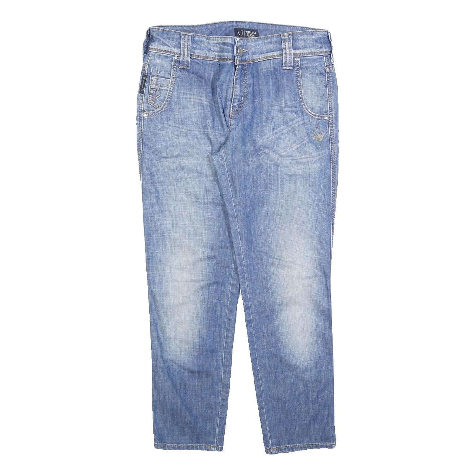 ARMANI JEANS Womens Slim Blue Denim Medium Slim Fit W30 L25 Fashion Zip Refurbished - N/A refurbished available on Cerqular