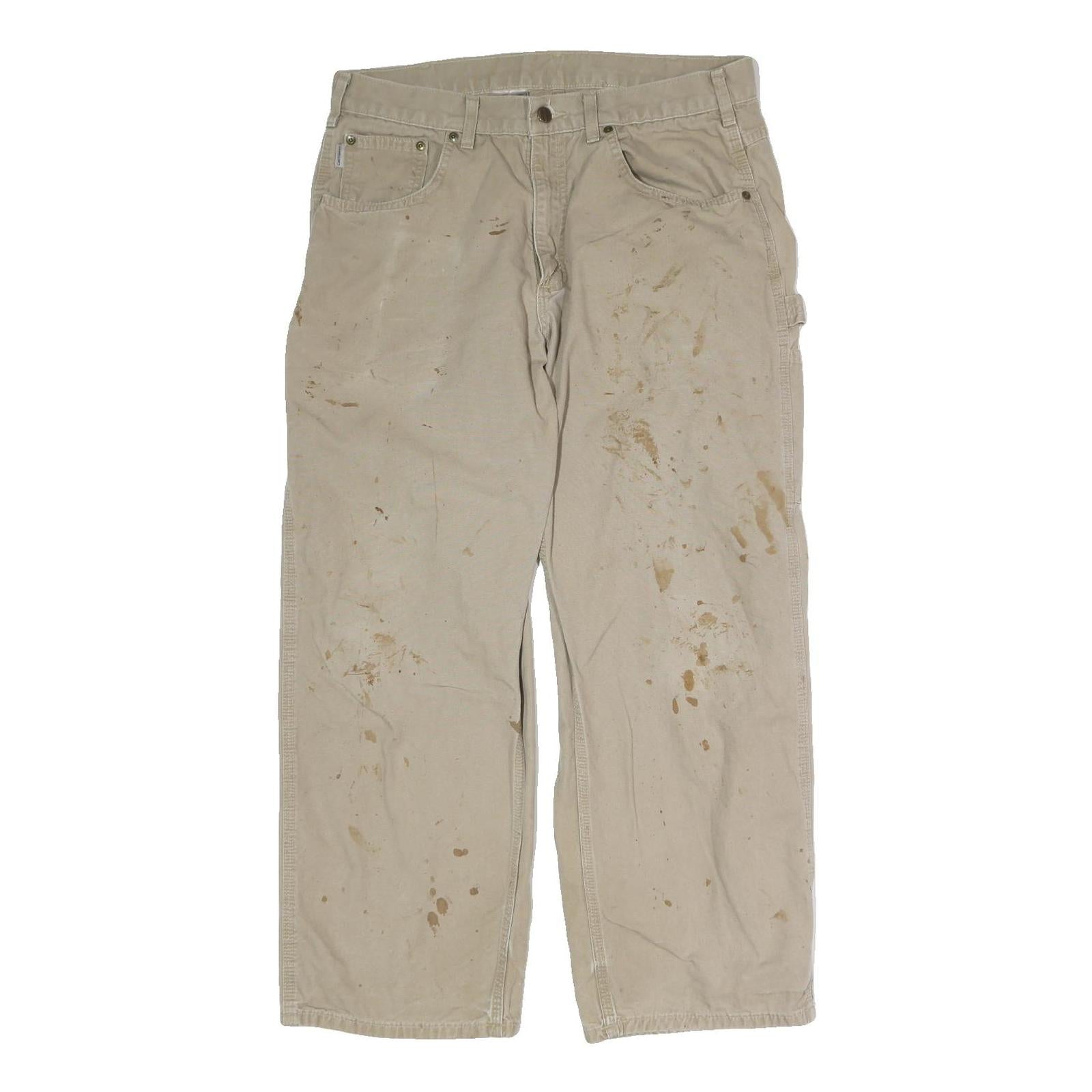 CARHARTT Mens Relaxed Beige Denim Jeans W36 L30 Workwear Cotton Zip Closure Refurbished - N/A refurbished available on Cerqular