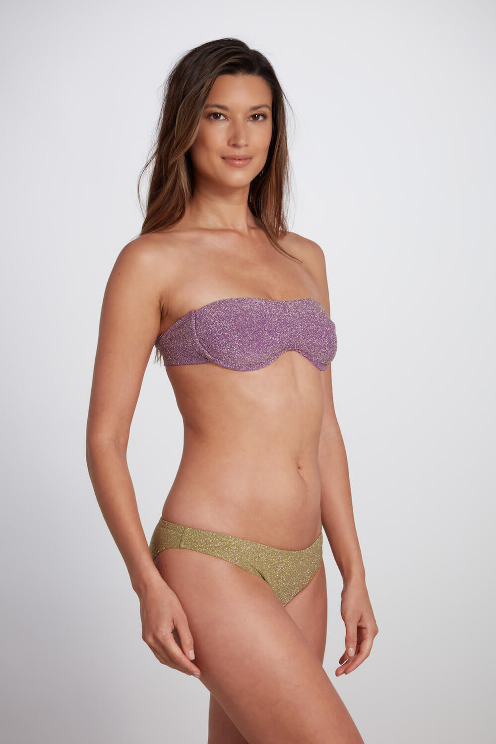 Brigitte Underwire Bikini Top With Removable Straps Lurex - Lilac | Size: Large Refurbished - Sauipe Swim refurbished available on Cerqular