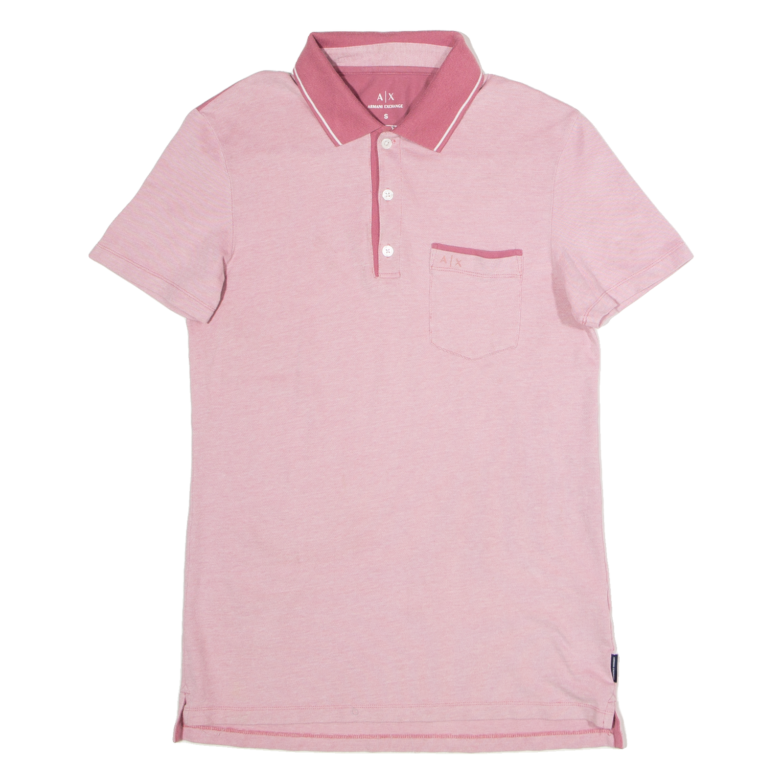 ARMANI EXCHANGE Mens Polo Shirt Pink Colourblock S Refurbished - N/A refurbished available on Cerqular
