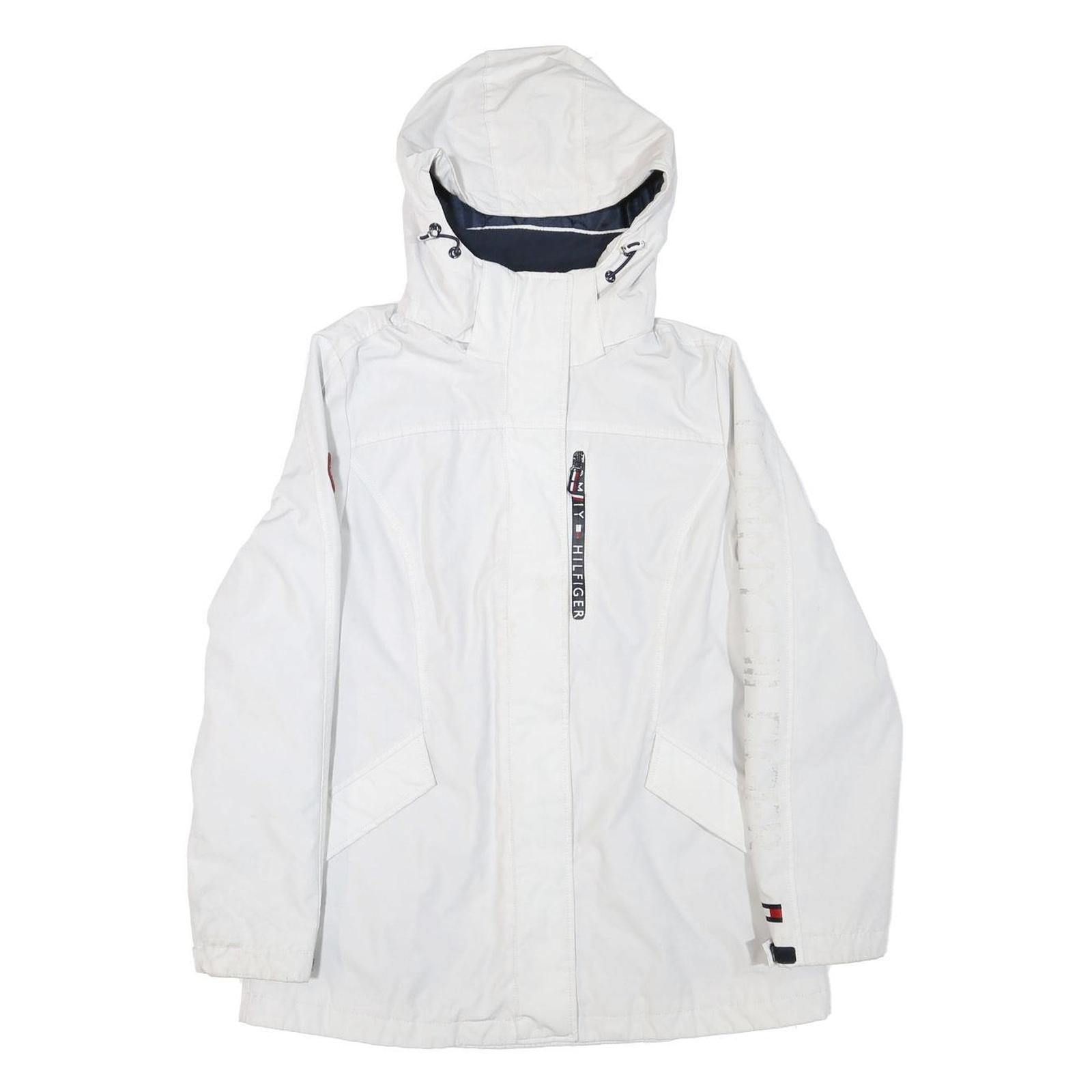 TOMMY HILFIGER Womens White Outdoor Jacket S Polyester Blend Hooded Zip Plain Refurbished - N/A refurbished available on Cerqular