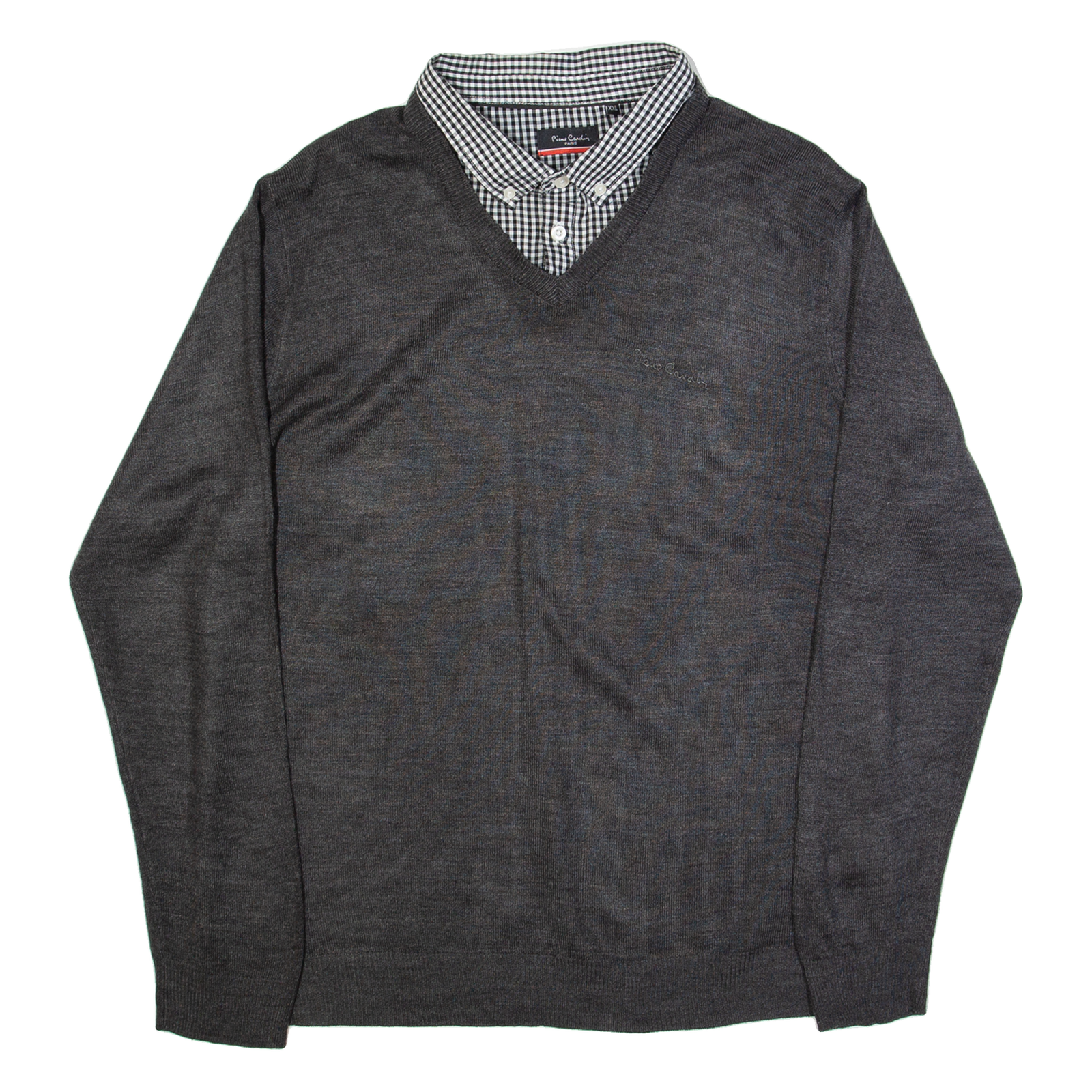 PIERRE CARDIN Mens Jumper Grey Collared Tight Knit 2XL Refurbished - N/A refurbished available on Cerqular