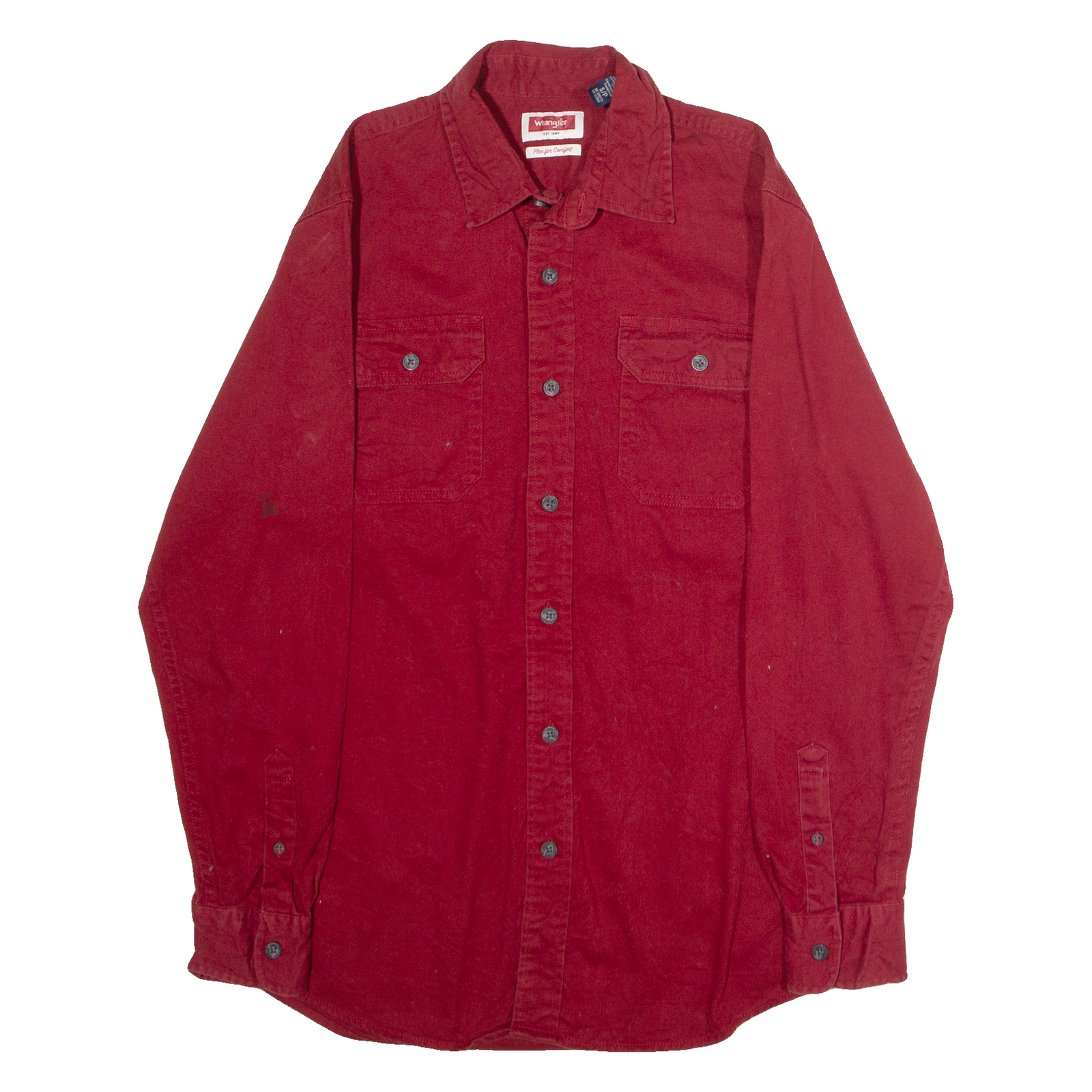 WRANGLER Mens Plain Shirt Red 90s Long Sleeve S Refurbished - N/A refurbished available on Cerqular