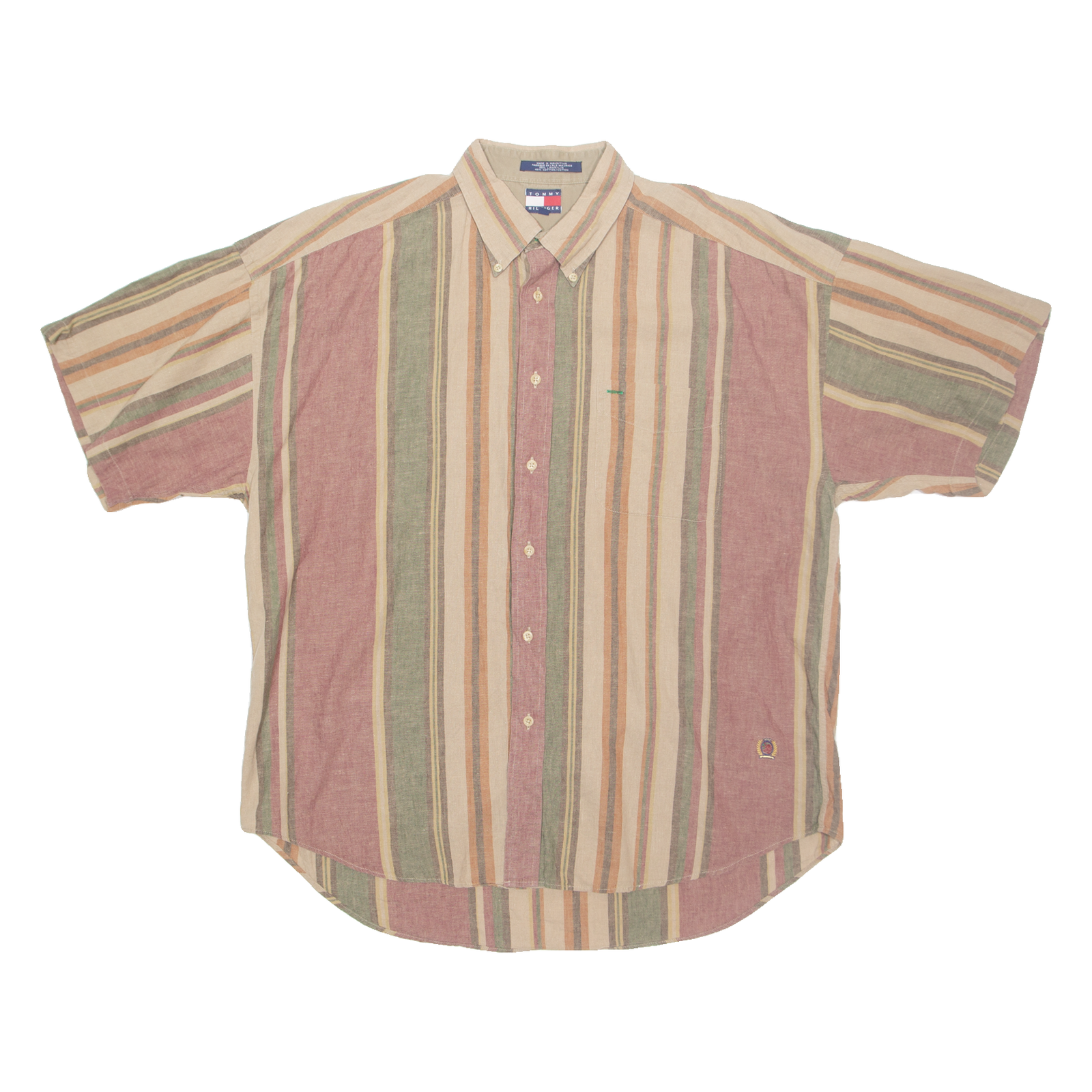 TOMMY HILFIGER Mens Shirt Brown Striped L Refurbished - N/A refurbished available on Cerqular