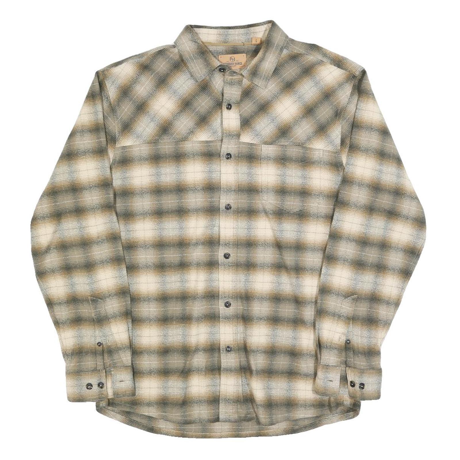 REDHEAD RANCH Mens Green & Cream Check Shirt L Cotton Blend Long Sleeve Casual Refurbished - N/A refurbished available on Cerqular