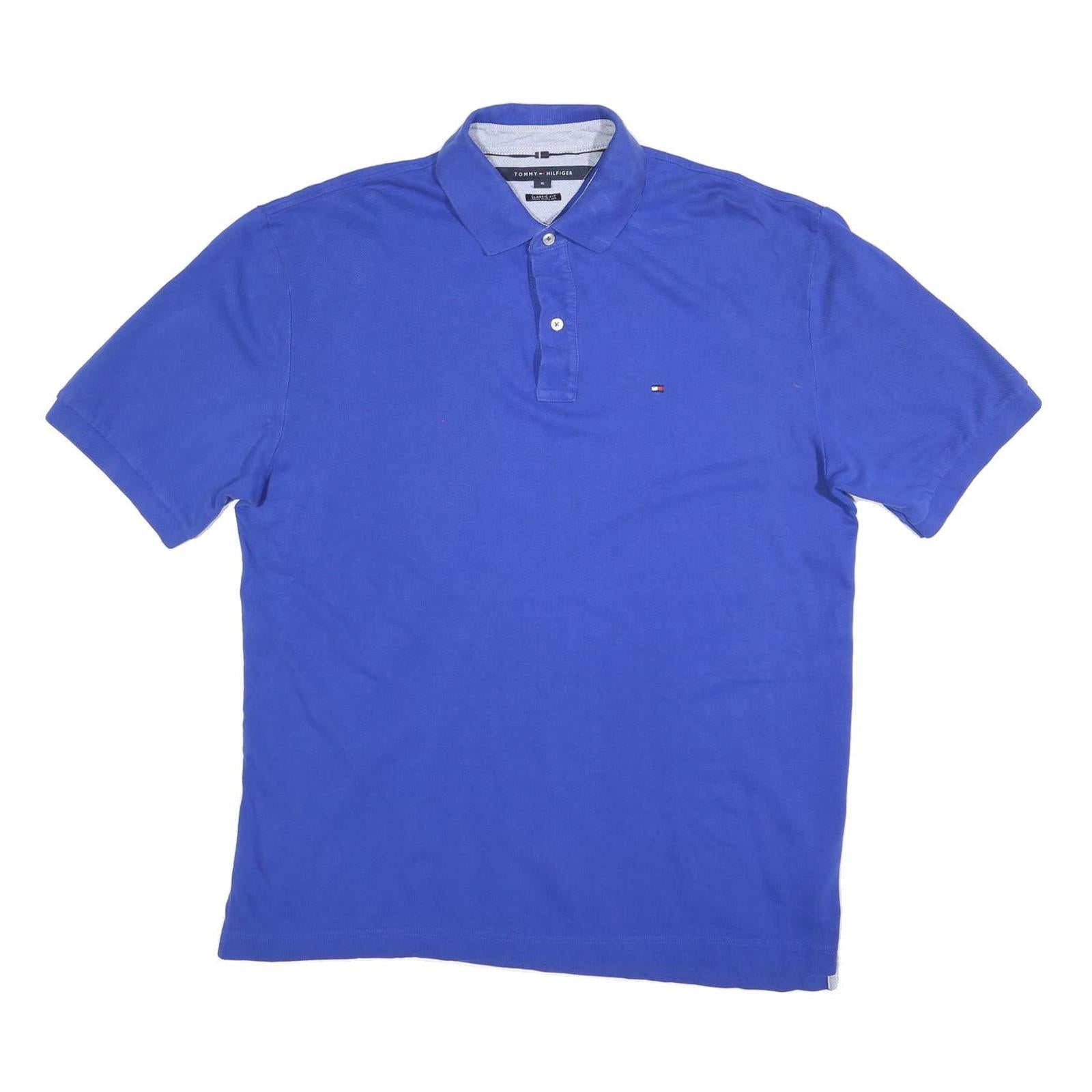 TOMMY HILFIGER Mens Blue Polo Shirt XL Cotton Blend Short Sleeve Basic Collar Refurbished - N/A refurbished available on Cerqular