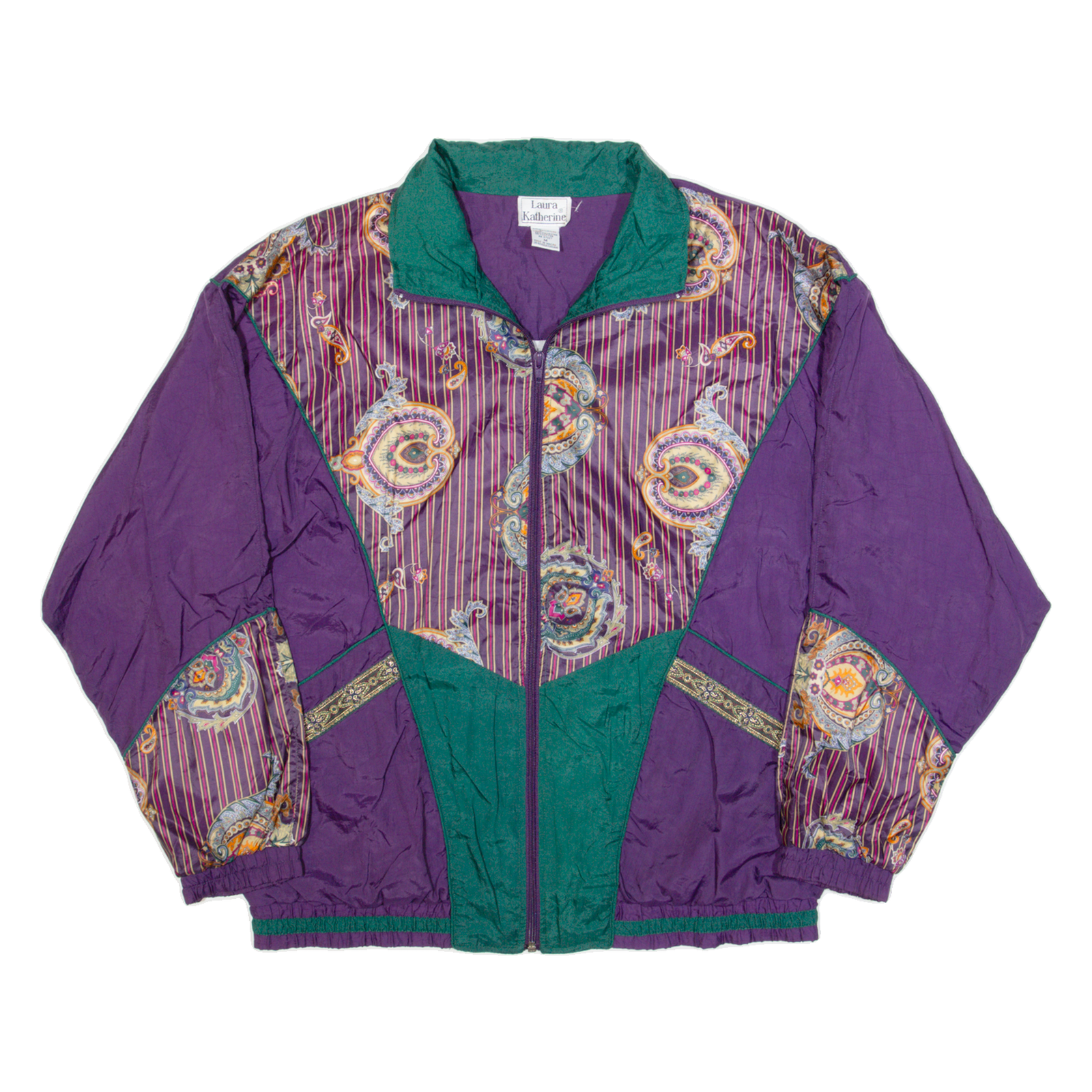 LAURA KATHERINE Womens Shell Jacket Purple 90s Crazy Pattern M Refurbished - N/A refurbished available on Cerqular