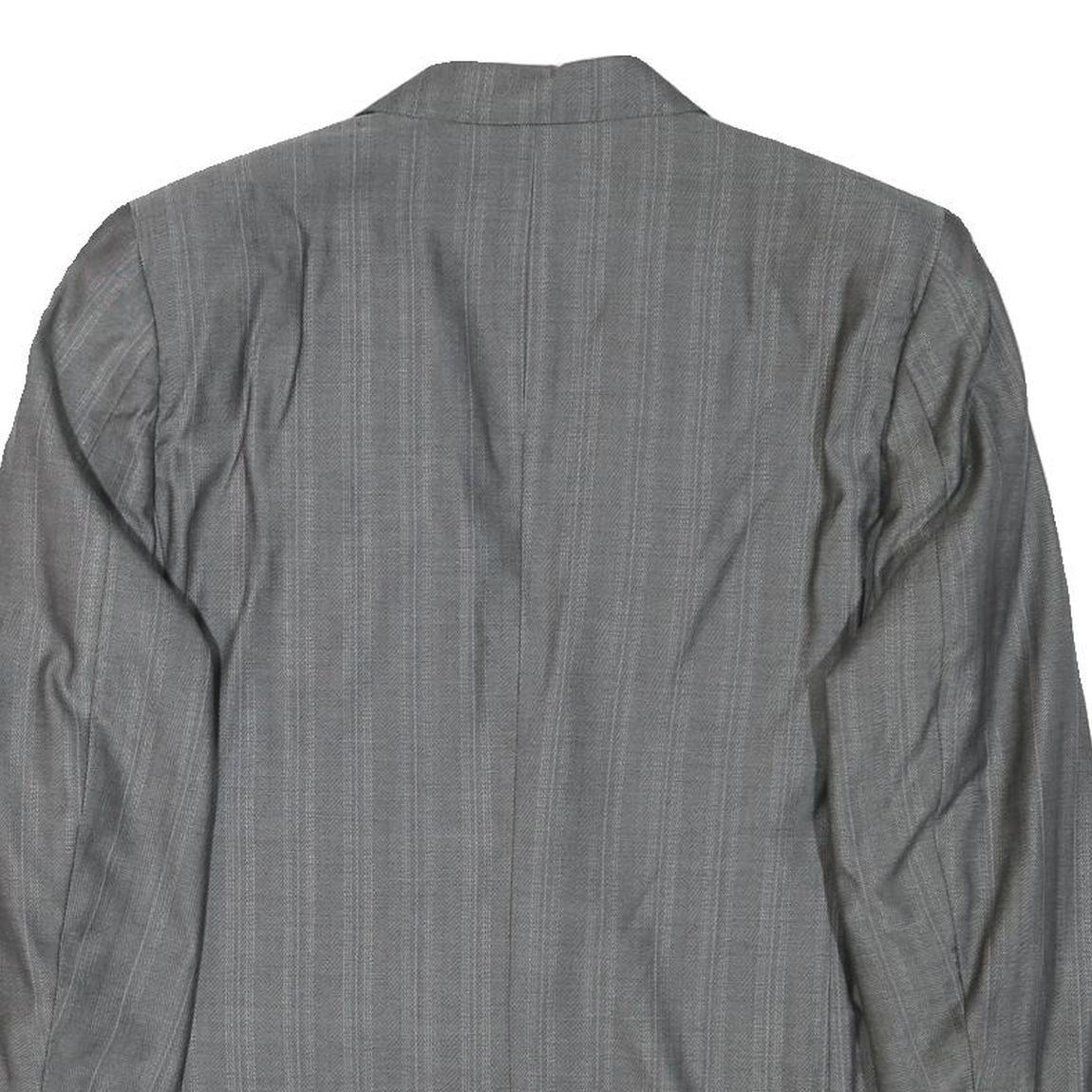 ROBERTO CAVALLI Mens Grey Wool Blend Jacket M Woven Stripe Button Closure Refurbished - N/A refurbished available on Cerqular