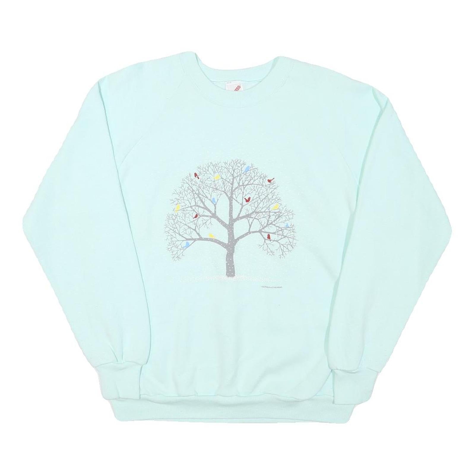 JERZEES Mens Blue Crew Neck L Sweatshirt Cotton Blend Pullover Tree Graphic Refurbished - N/A refurbished available on Cerqular