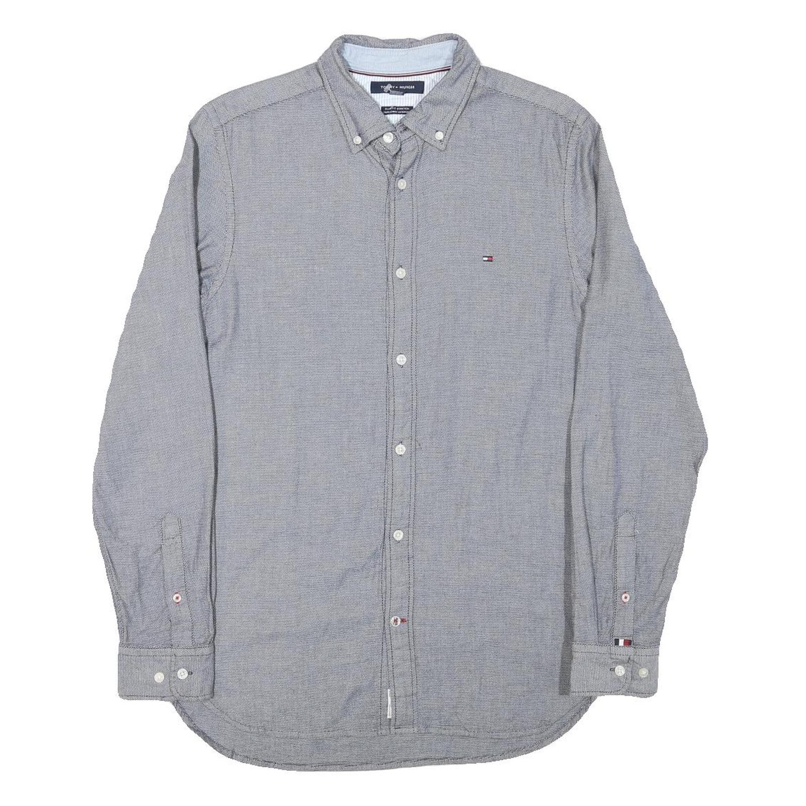 TOMMY HILFIGER Mens Blue Button Down Shirt M Cotton Blend Classic Fit Casual Refurbished - N/A refurbished available on Cerqular