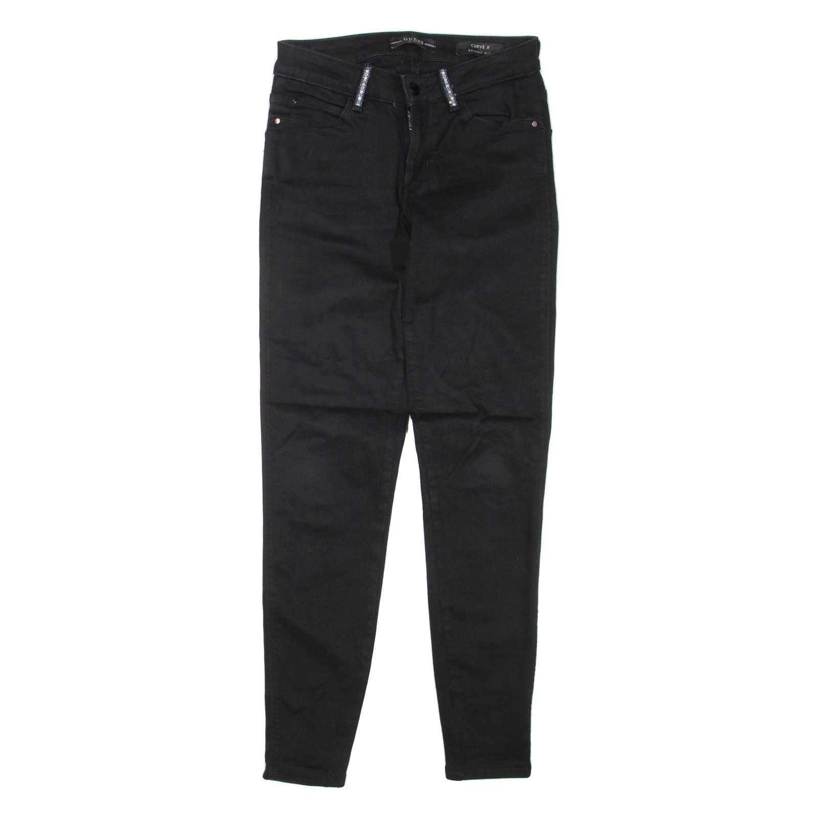 GUESS Womens Jeans Black Regular Skinny W24 L29 Refurbished - N/A refurbished available on Cerqular