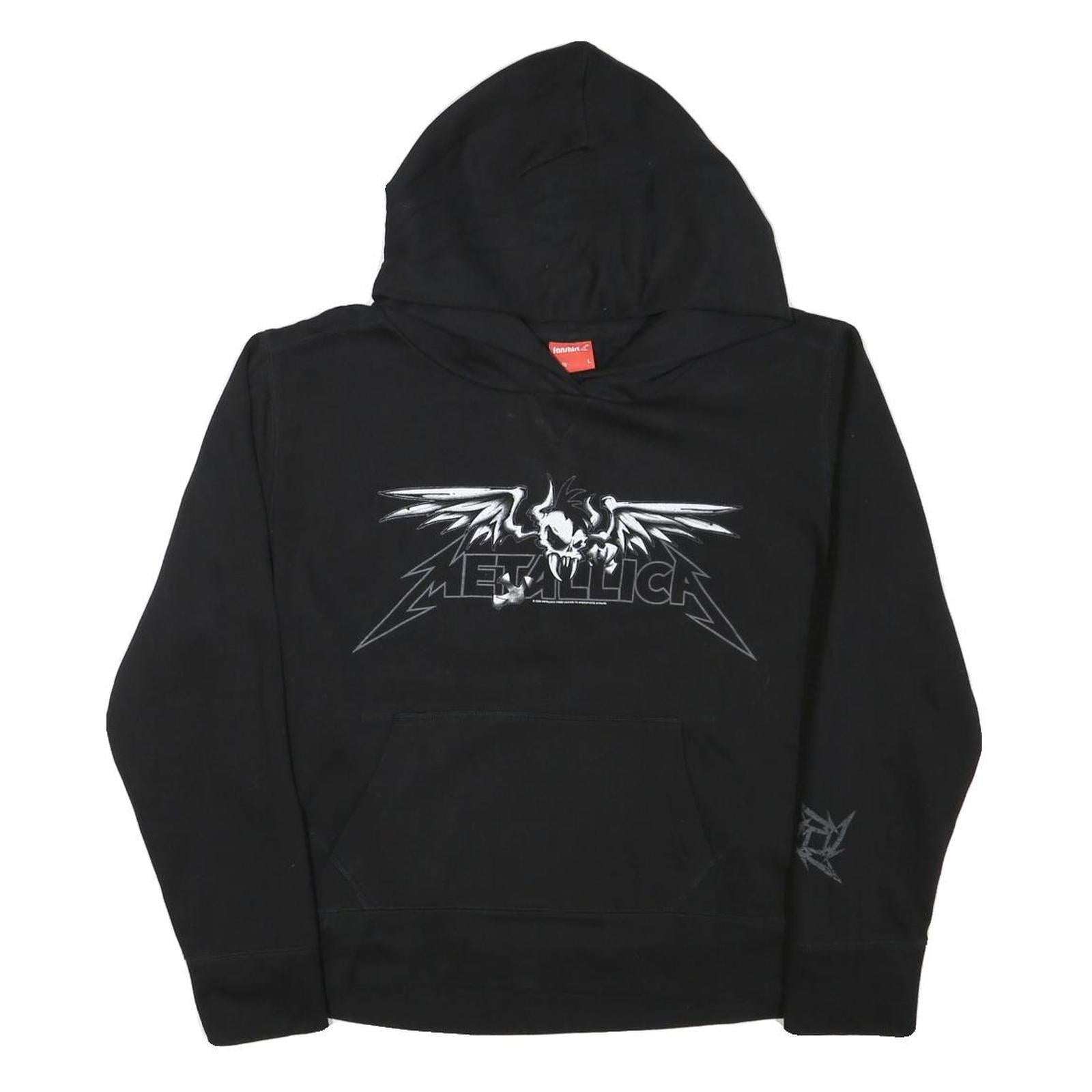 FANSHIRT Womens Black Hoodie L Metallica Logo Cotton Blend Pullover Refurbished - N/A refurbished available on Cerqular
