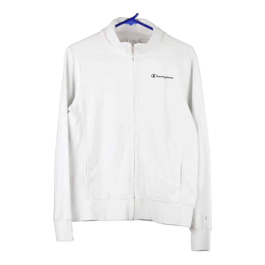 Champion Track Jacket - Large White Cotton Refurbished - Thrifted (note: this is a term often used to describe second- refurbished available on Cerqular