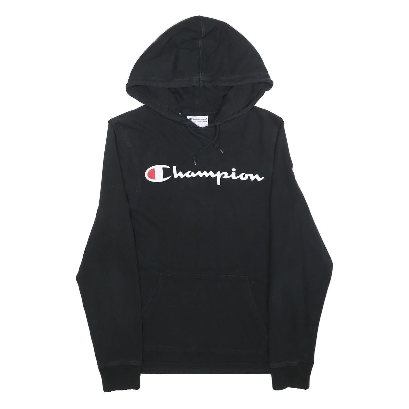 CHAMPION Mens Black Pullover Hoodie S Cotton Blend Logo Sweatshirt Refurbished - N/A refurbished available on Cerqular