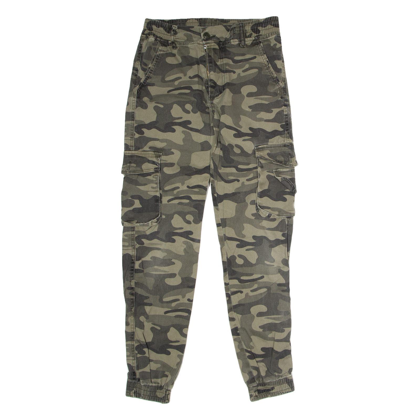Cuffed Camouflage Cargo Mens Trousers Green Regular Straight W29 L33 Refurbished - N/A refurbished available on Cerqular