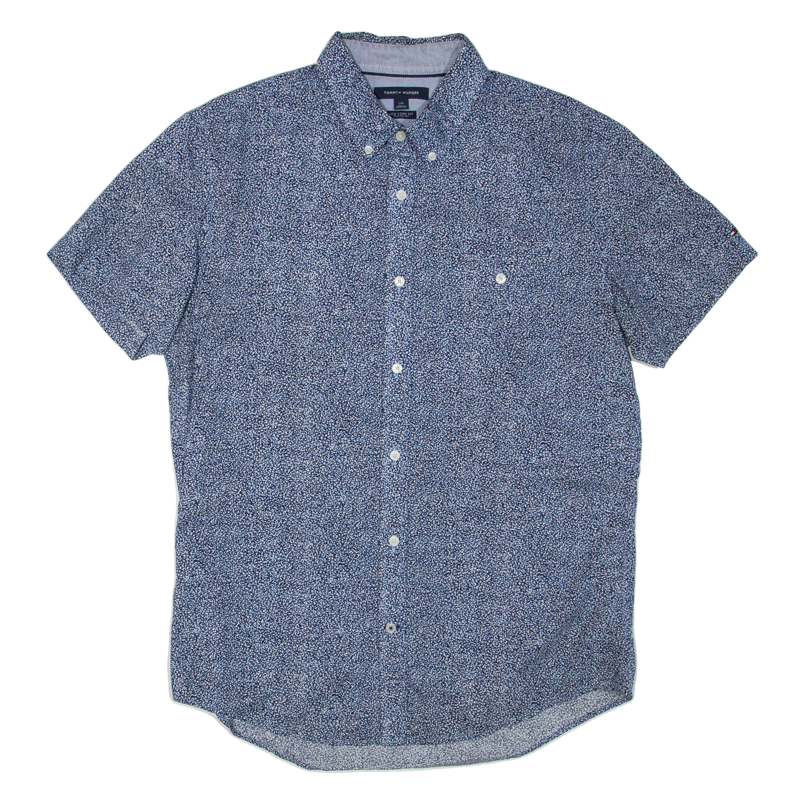 TOMMY HILFIGER New York Fit Mens Shirt Blue Crazy Pattern L Refurbished - N/A refurbished available on Cerqular